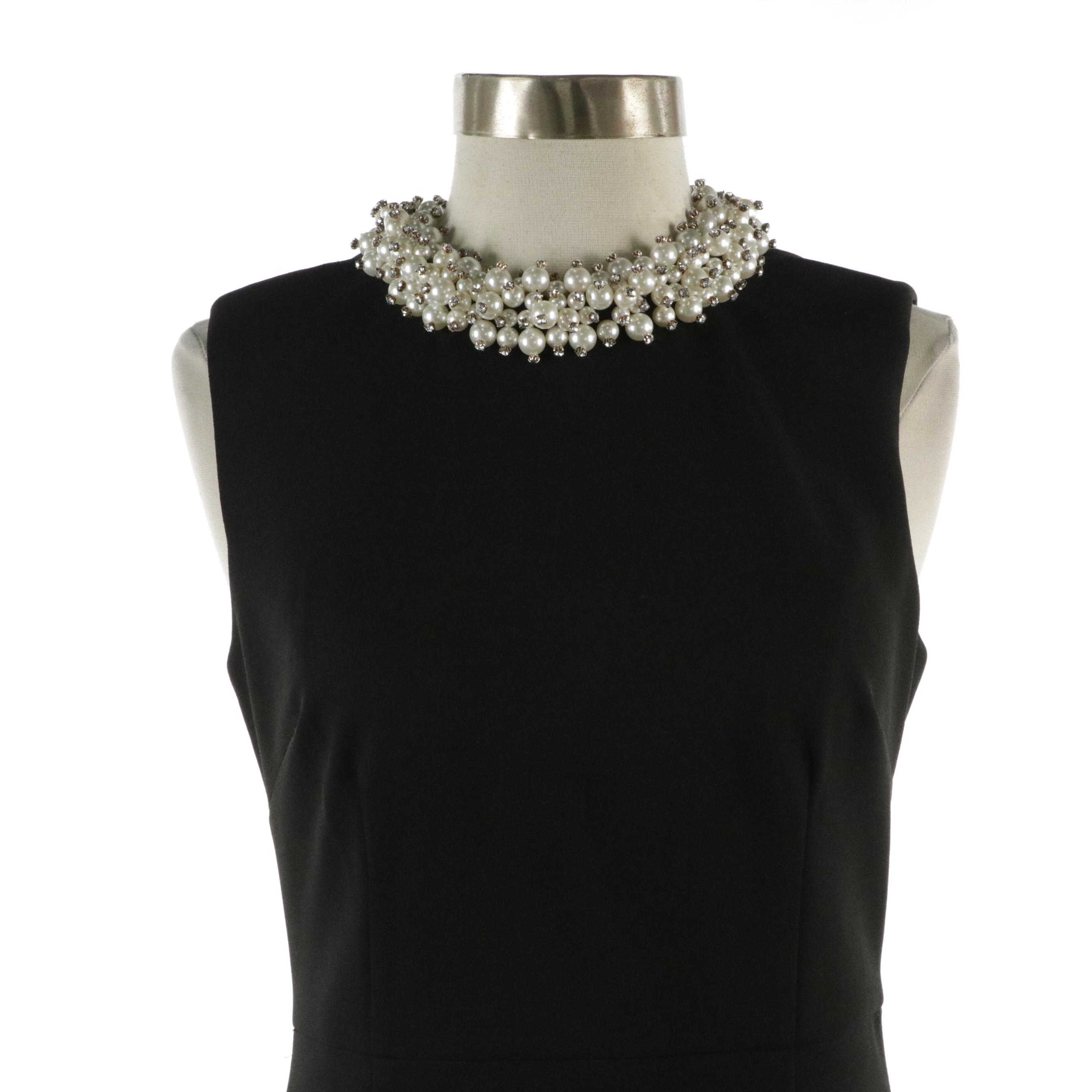 Betsey Johnson Embellished Black Sleeveless Cocktail Dress with Beaded Neckline