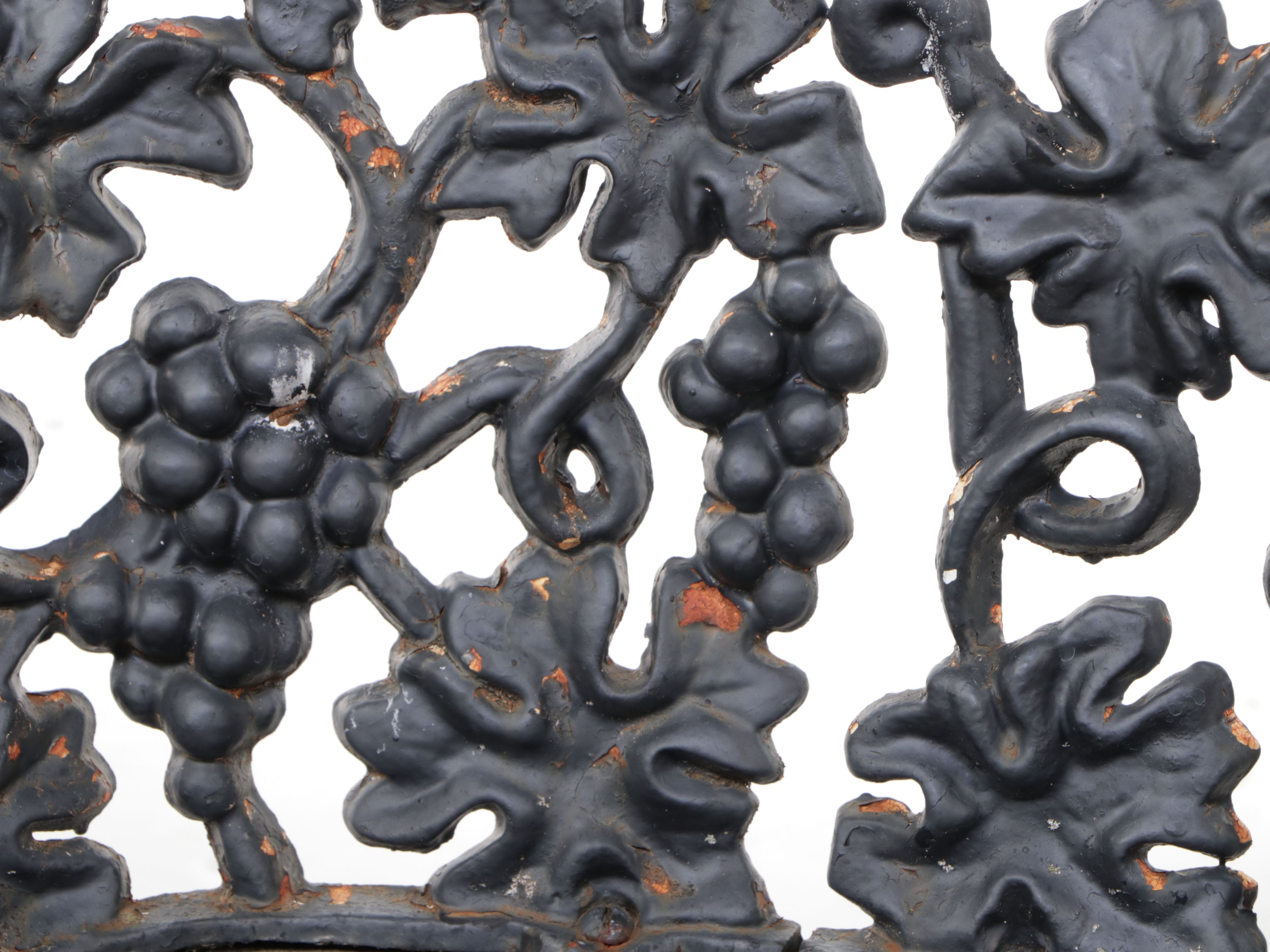 Pair of Victorian Style Painted Cast Metal Grapevine Garden Seats, 20th Century