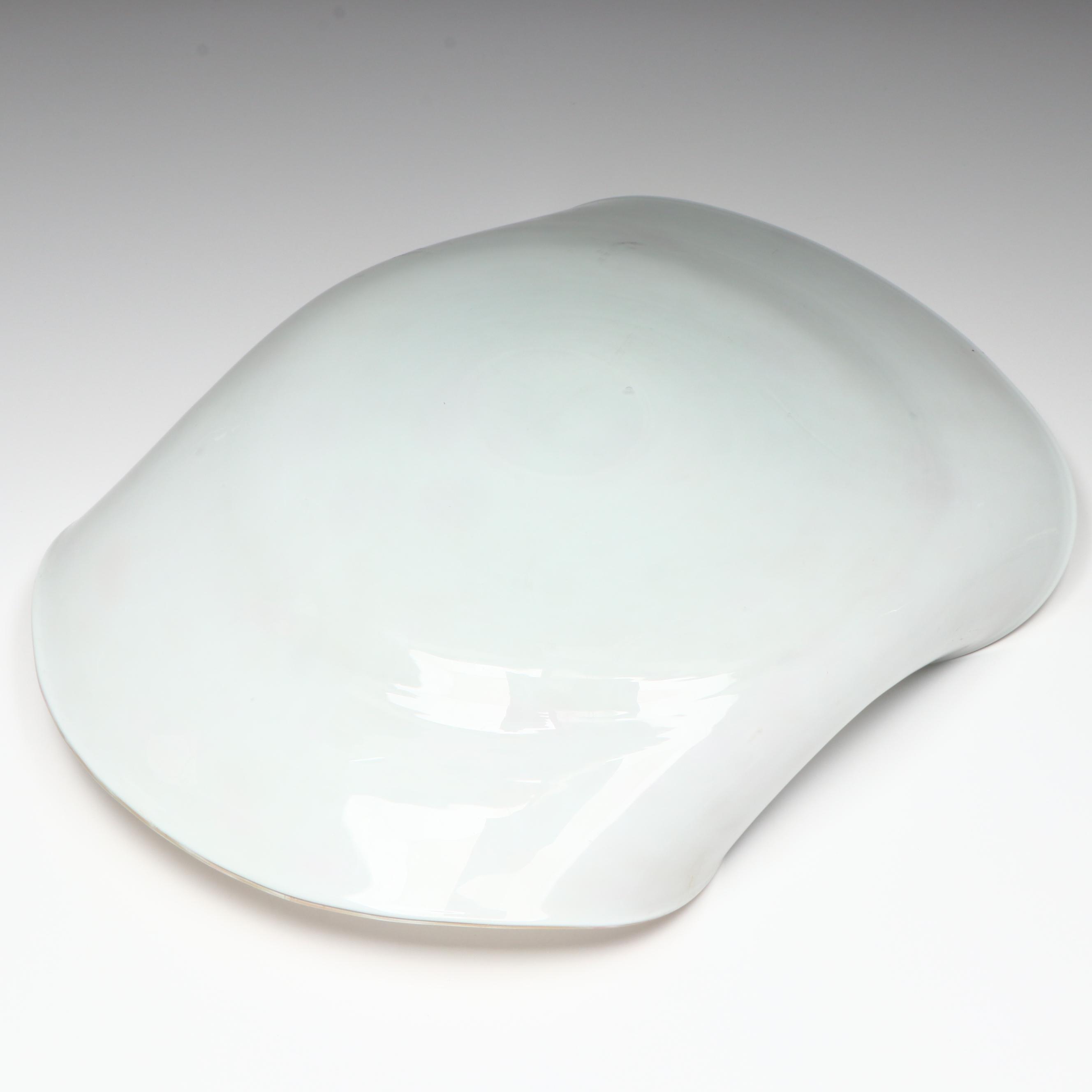 Murano Handblown Pink and Aventurine Lattimo Art Glass Bowl, Mid to Late 20th C.