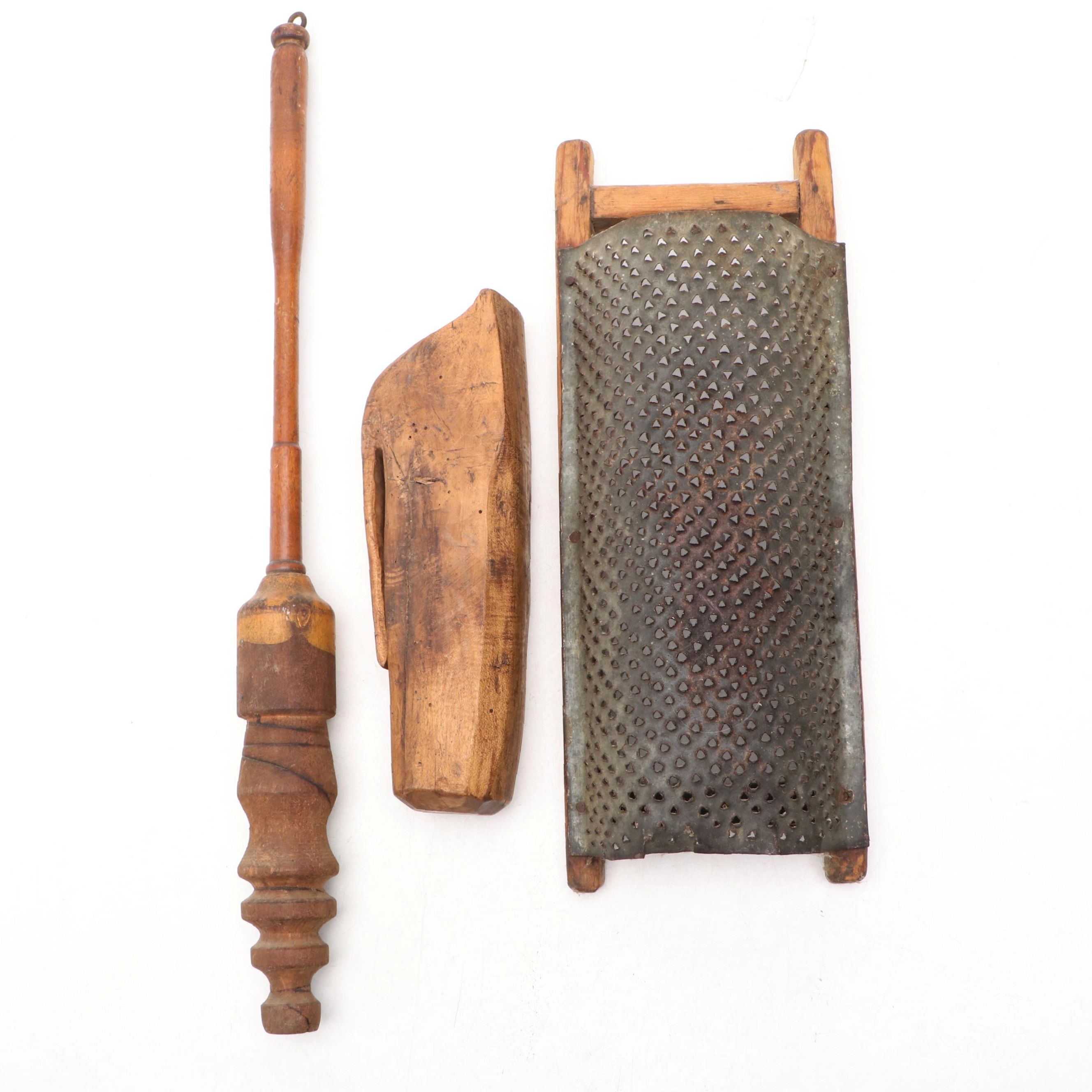 Half Moon Cheese Grater with Wooden Scythe Whetstone Holder, More