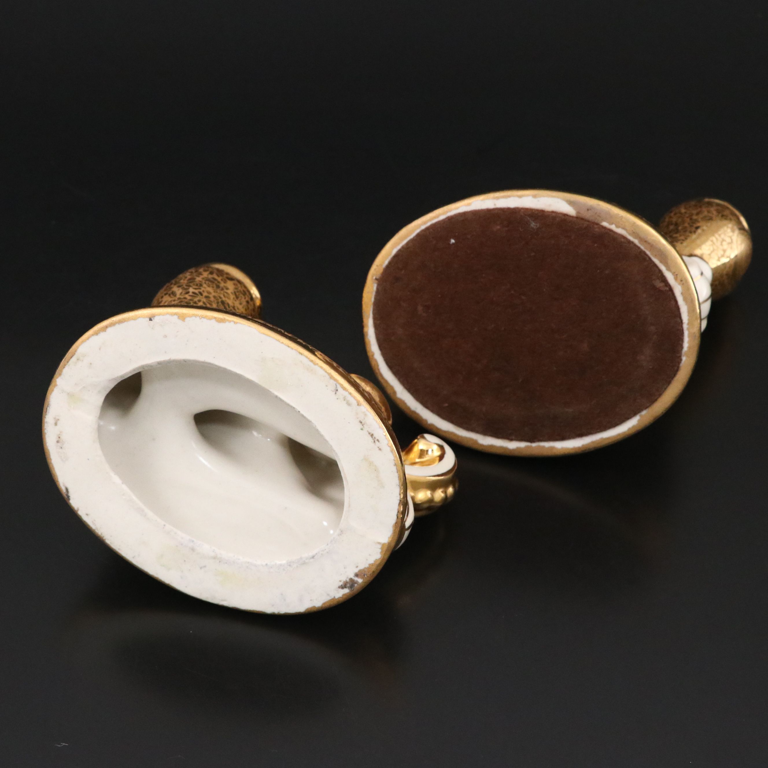 Le Mieux Floral 24K Gold Gilt Porcelain Double Candlesticks