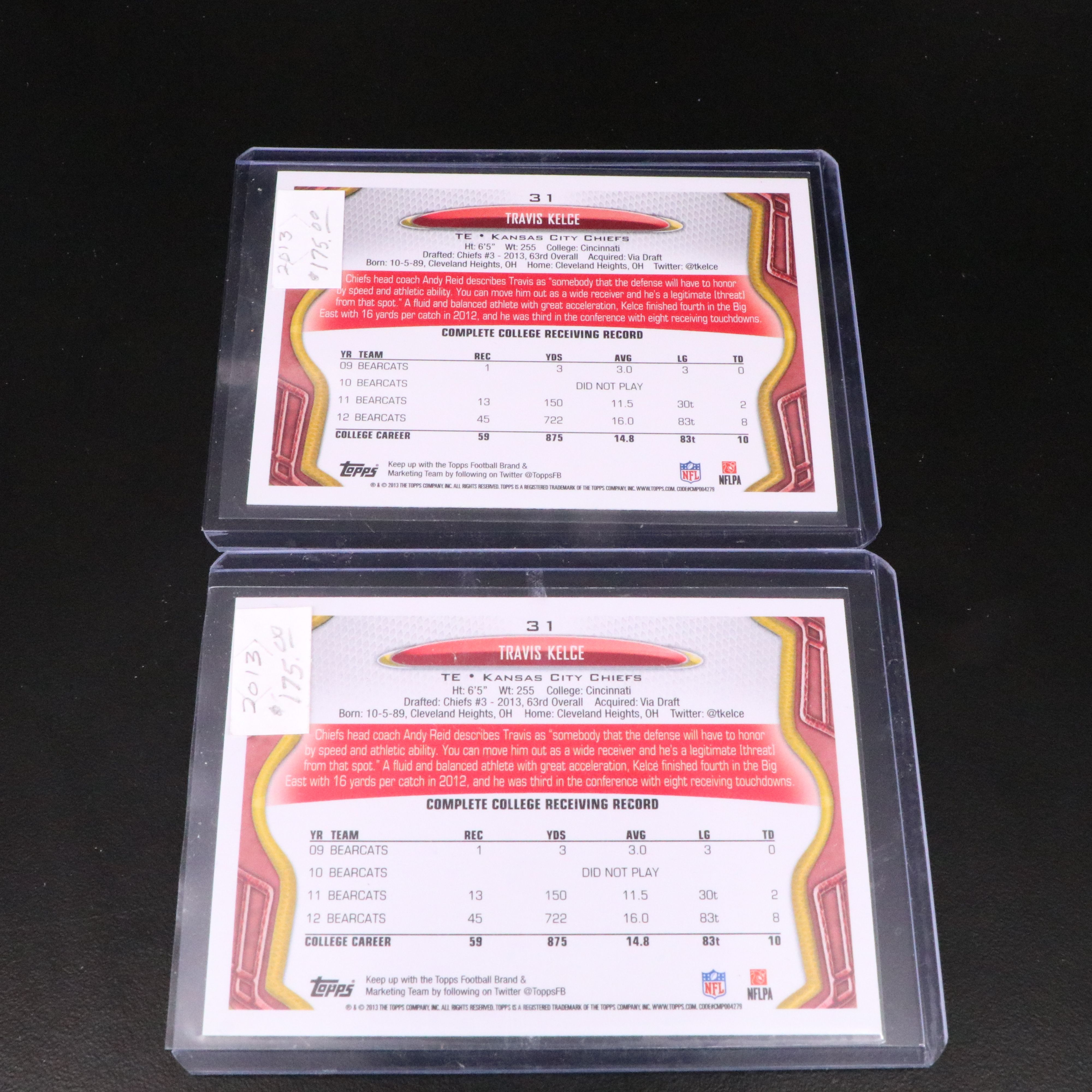 2013 Topps Travis Kelce Rookies with Tom Brady Football Cards