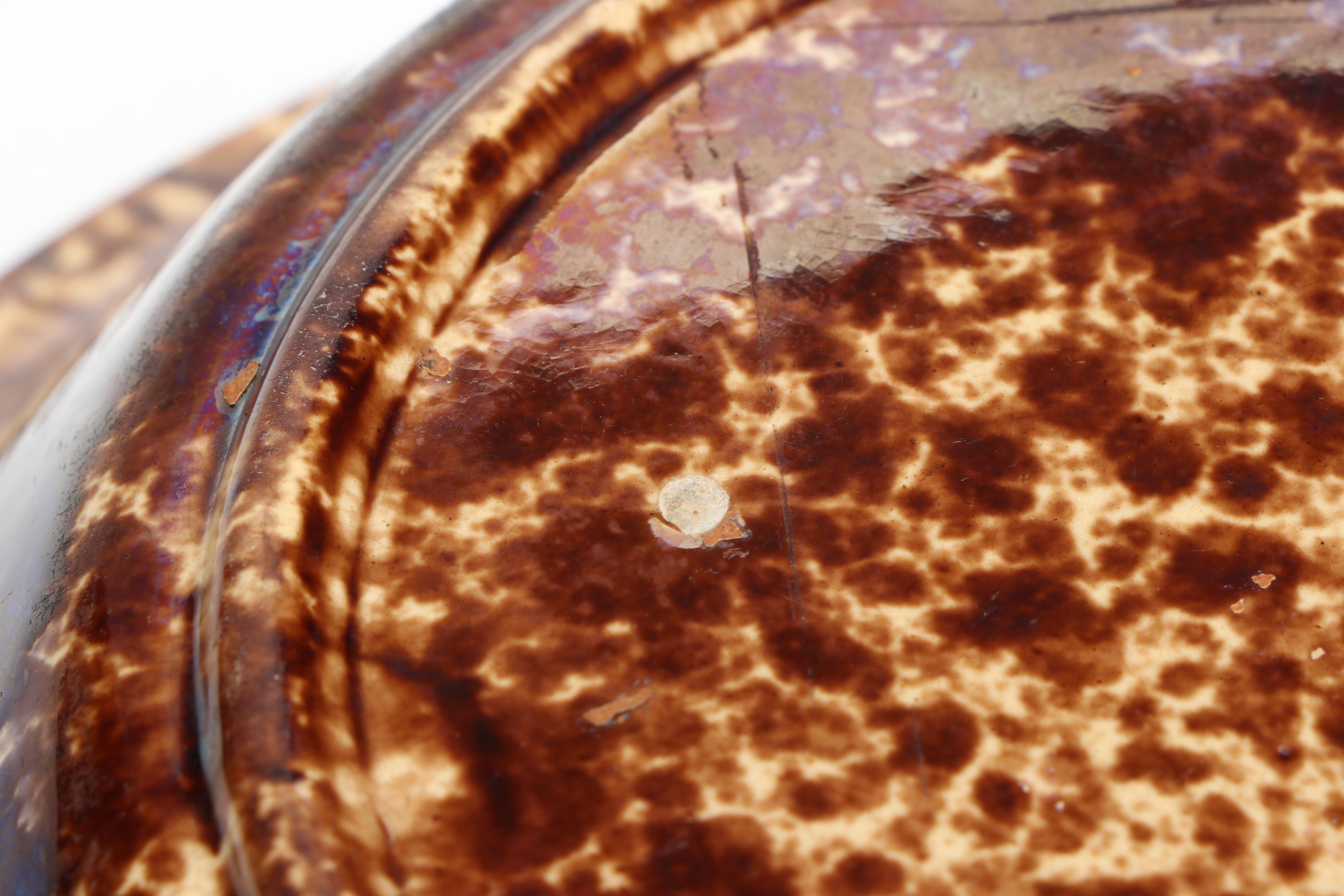 Bennington Rockingham Glazed Molded Pitcher and Milk Pans, Mid to Late 19th C.