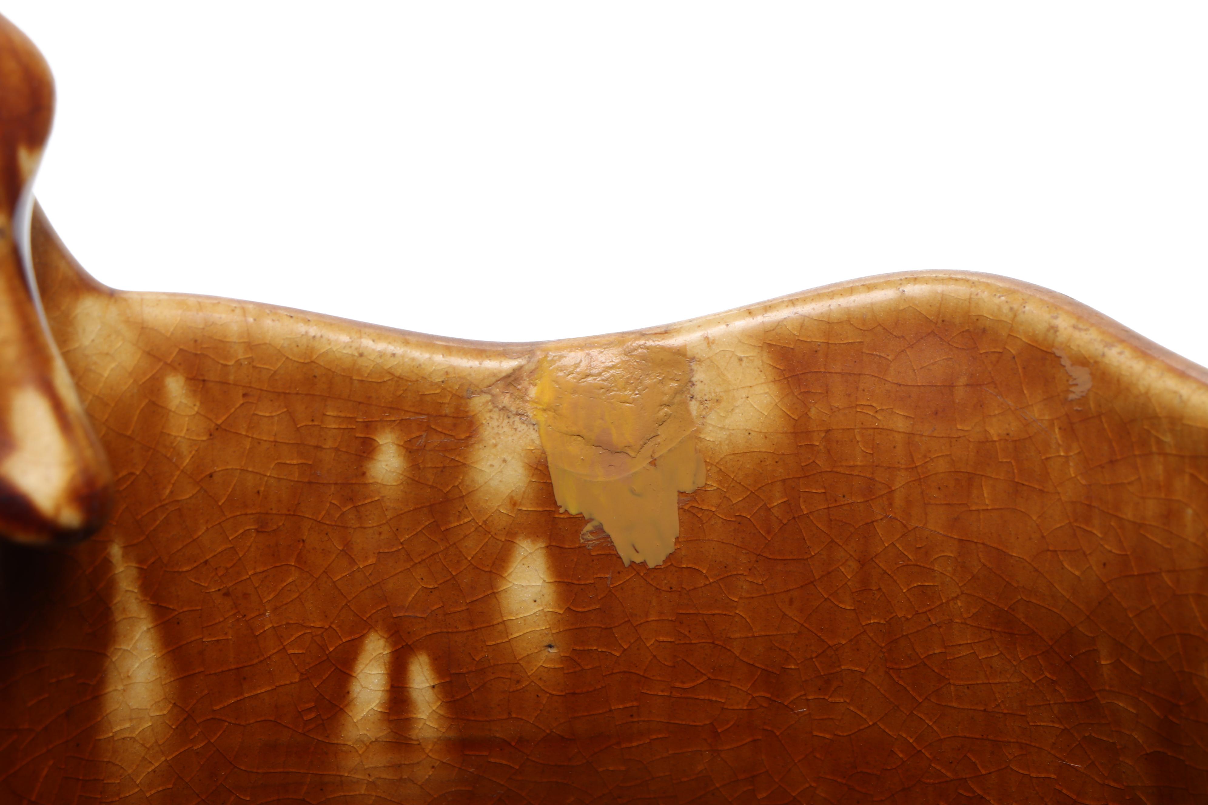 Bennington Rockingham Glazed Molded Pitcher and Milk Pans, Mid to Late 19th C.