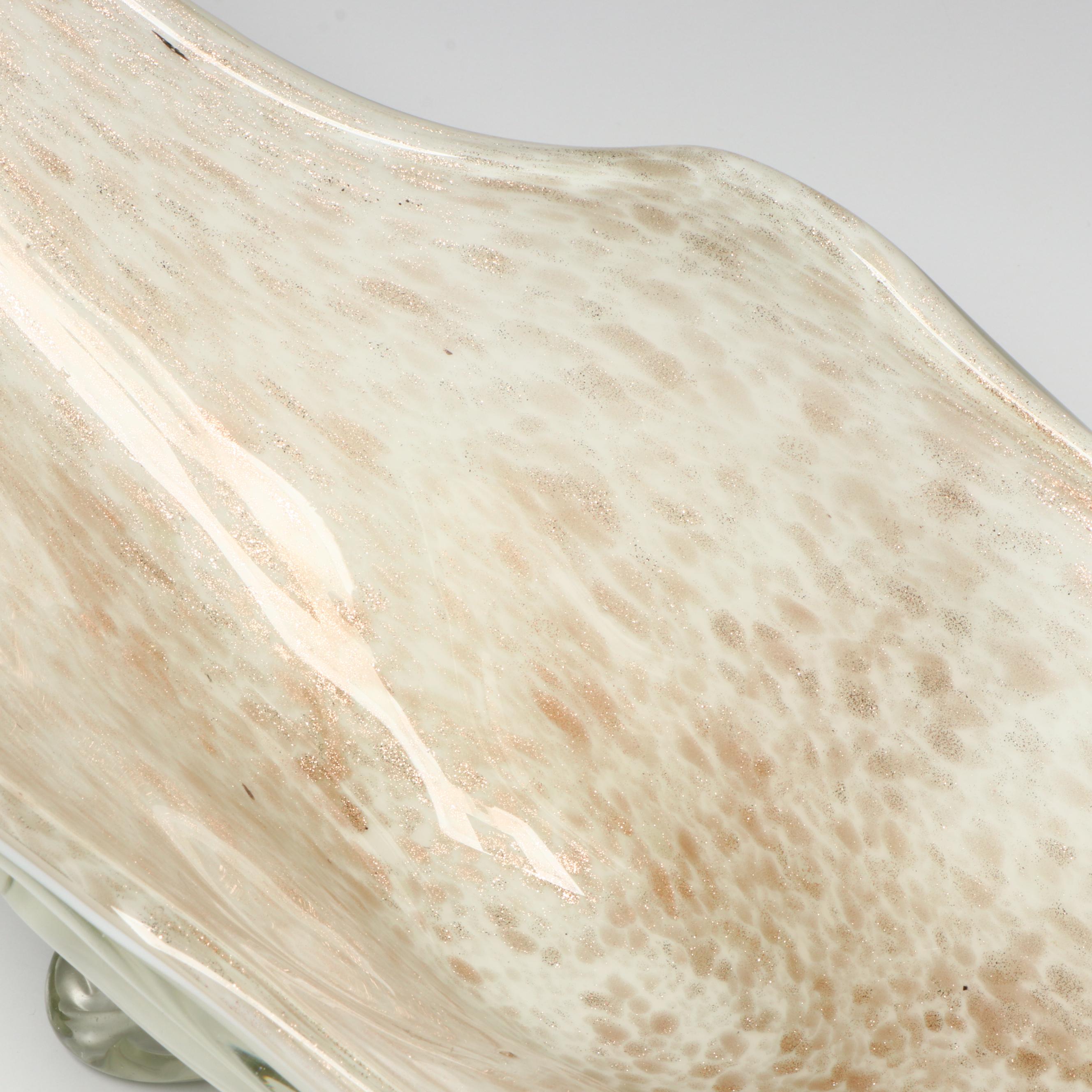 Murano Handblown Lattimo and Aventurine Art Glass Bowl, Mid to Late 20th Century