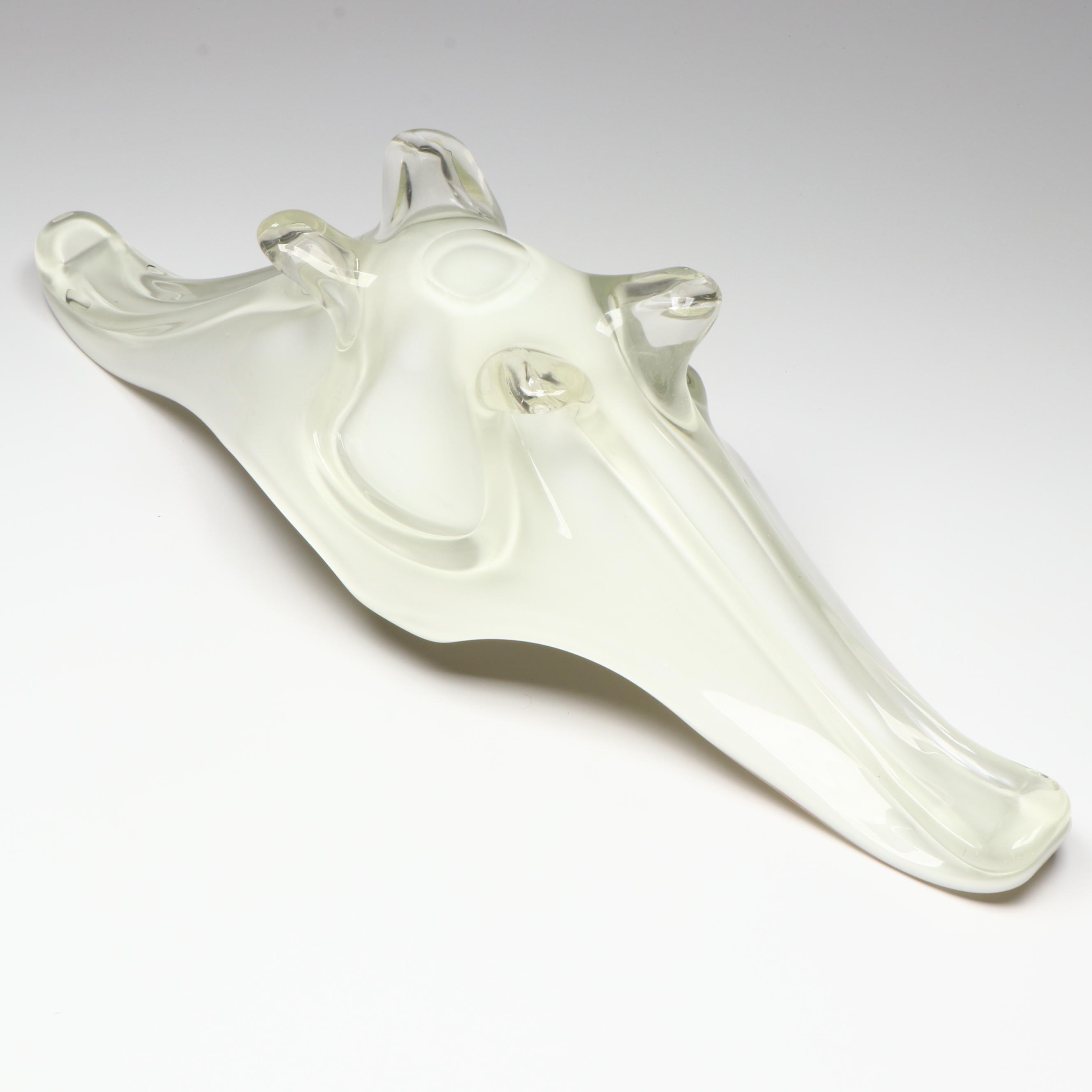 Murano Handblown Lattimo and Aventurine Art Glass Bowl, Mid to Late 20th Century