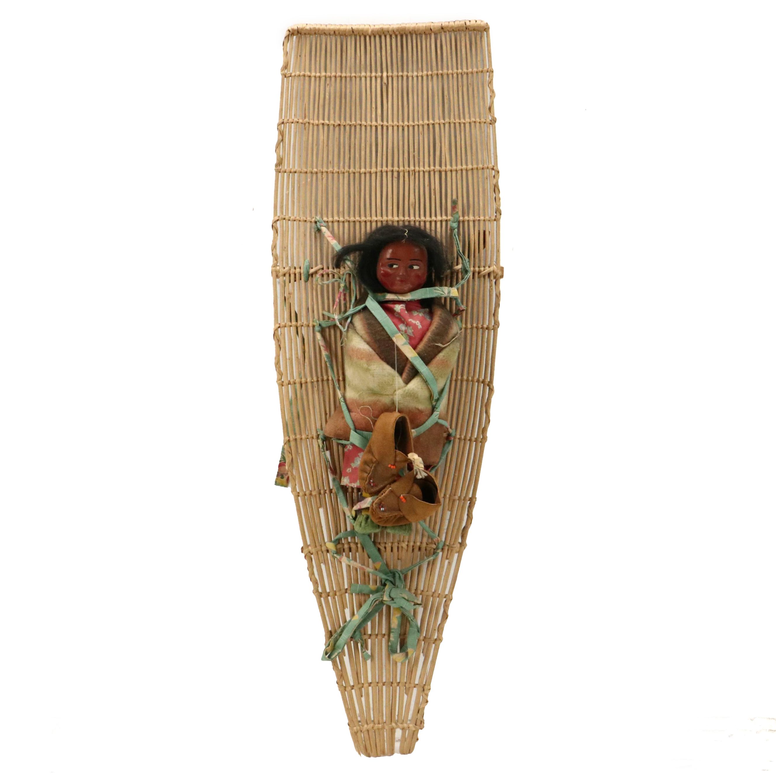 Skookum Doll with Cradle Board, Mid-20th Century