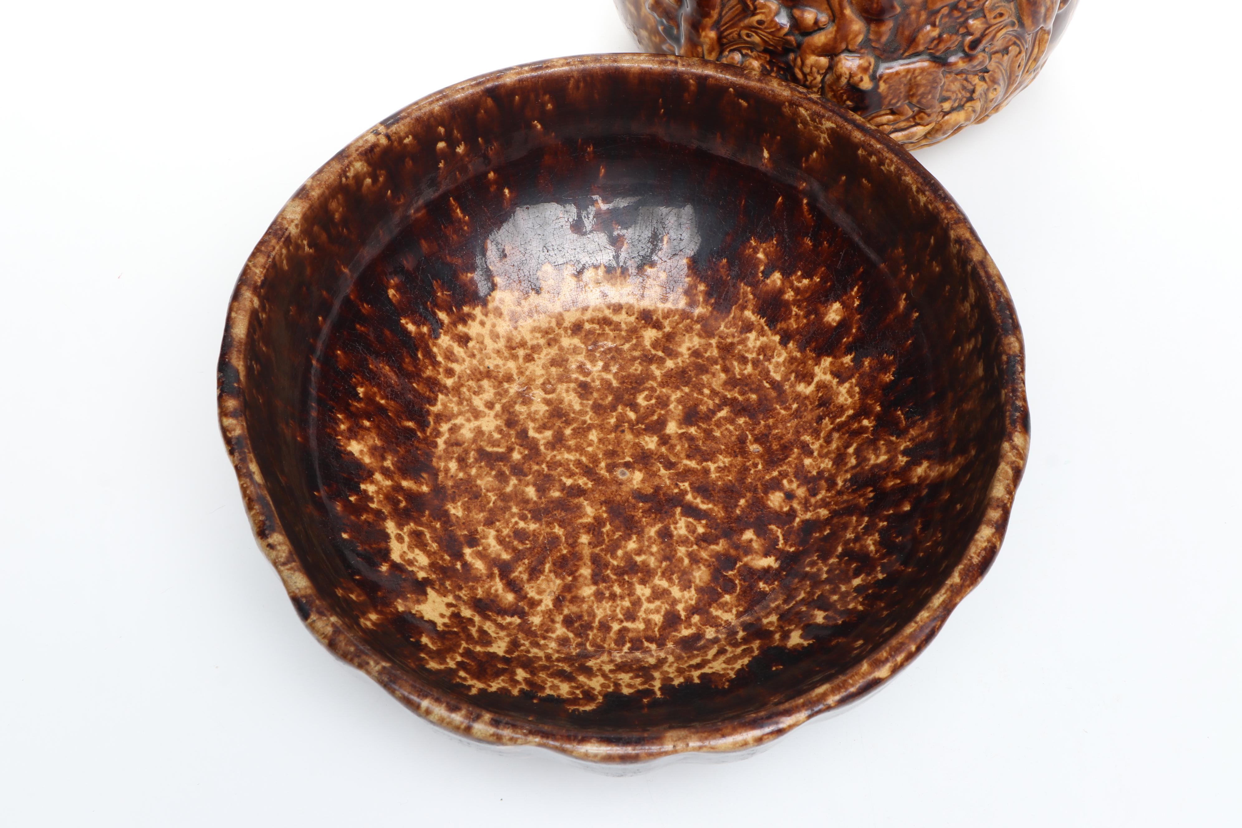 Bennington Rockingham Glaze Molded Pitcher and Bowl, Mid to Late 19th Century