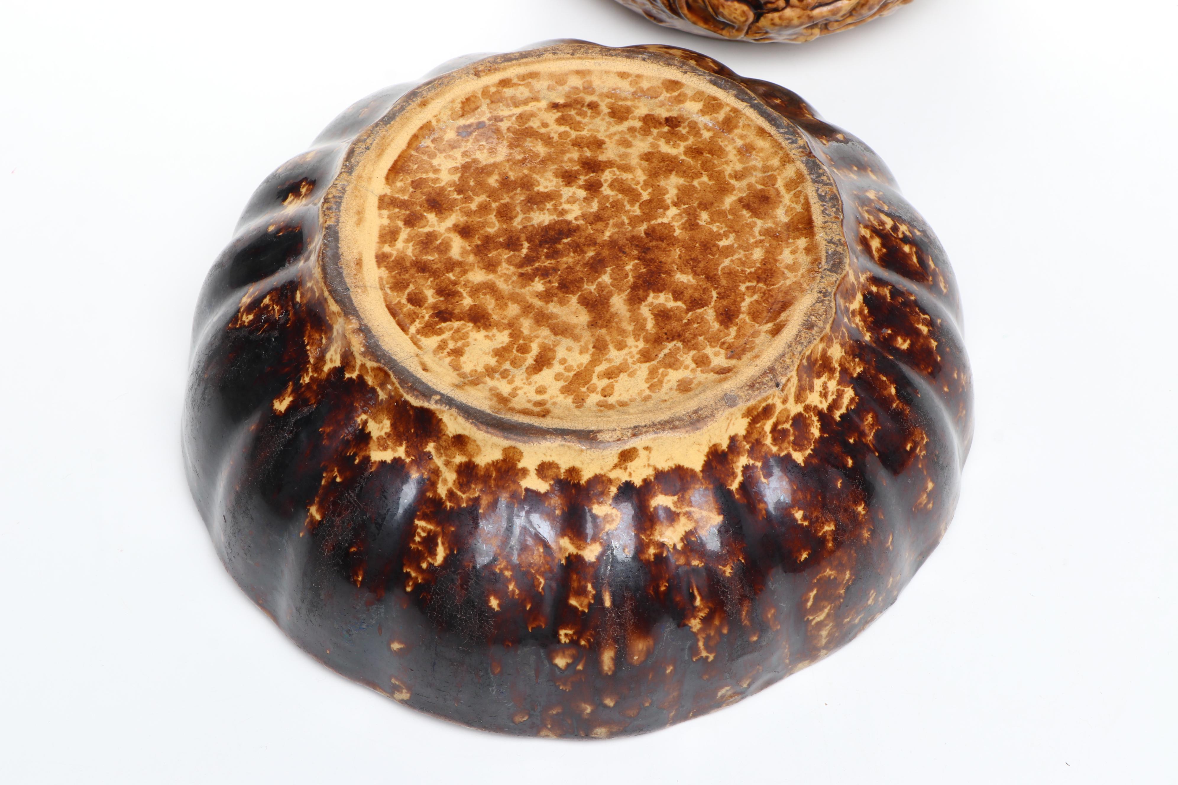 Bennington Rockingham Glaze Molded Pitcher and Bowl, Mid to Late 19th Century