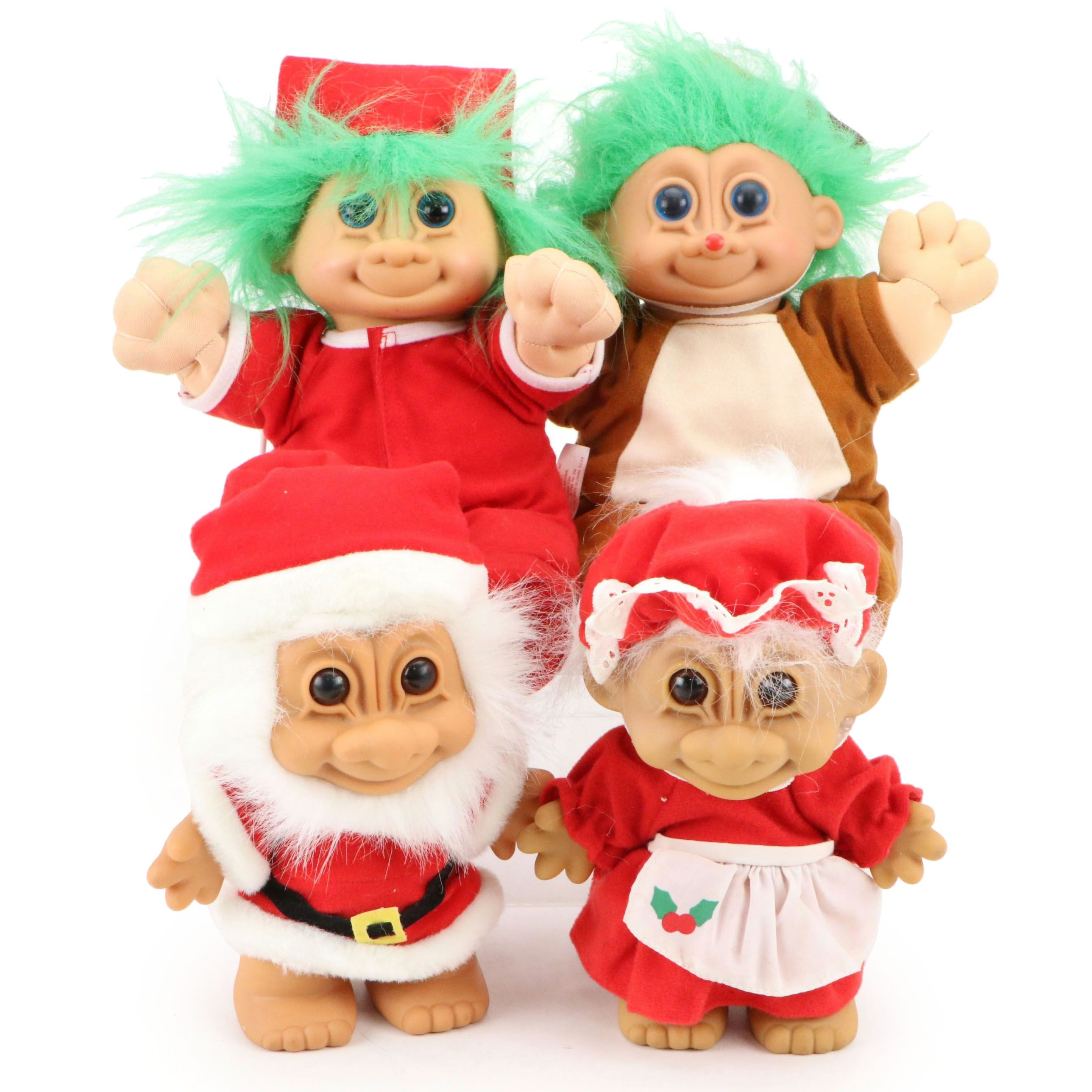Russ Christmas-Themed Troll Dolls, Late 20th Century