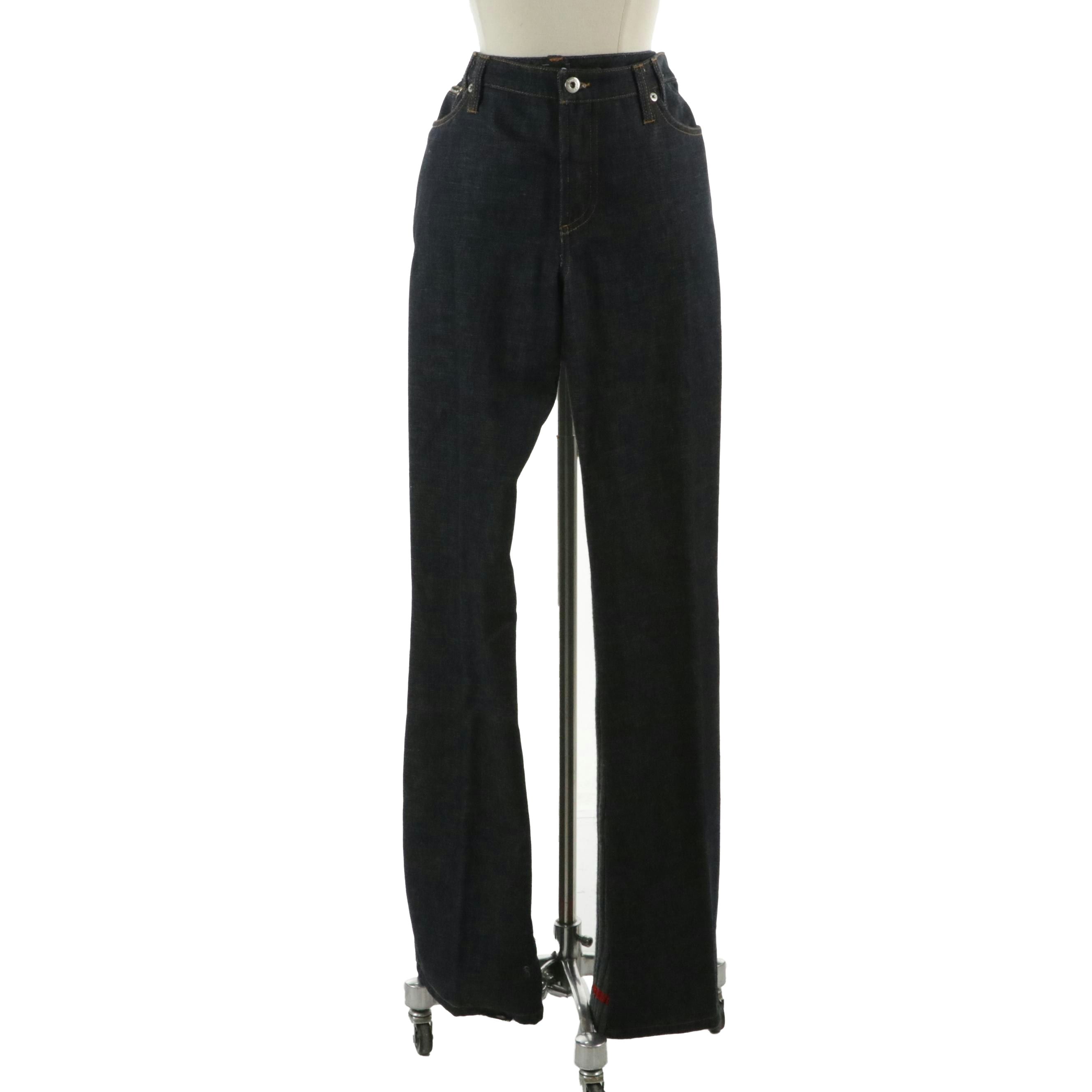 Dolce & Gabbana Rib Knit Paneled Dark Wash Jeans