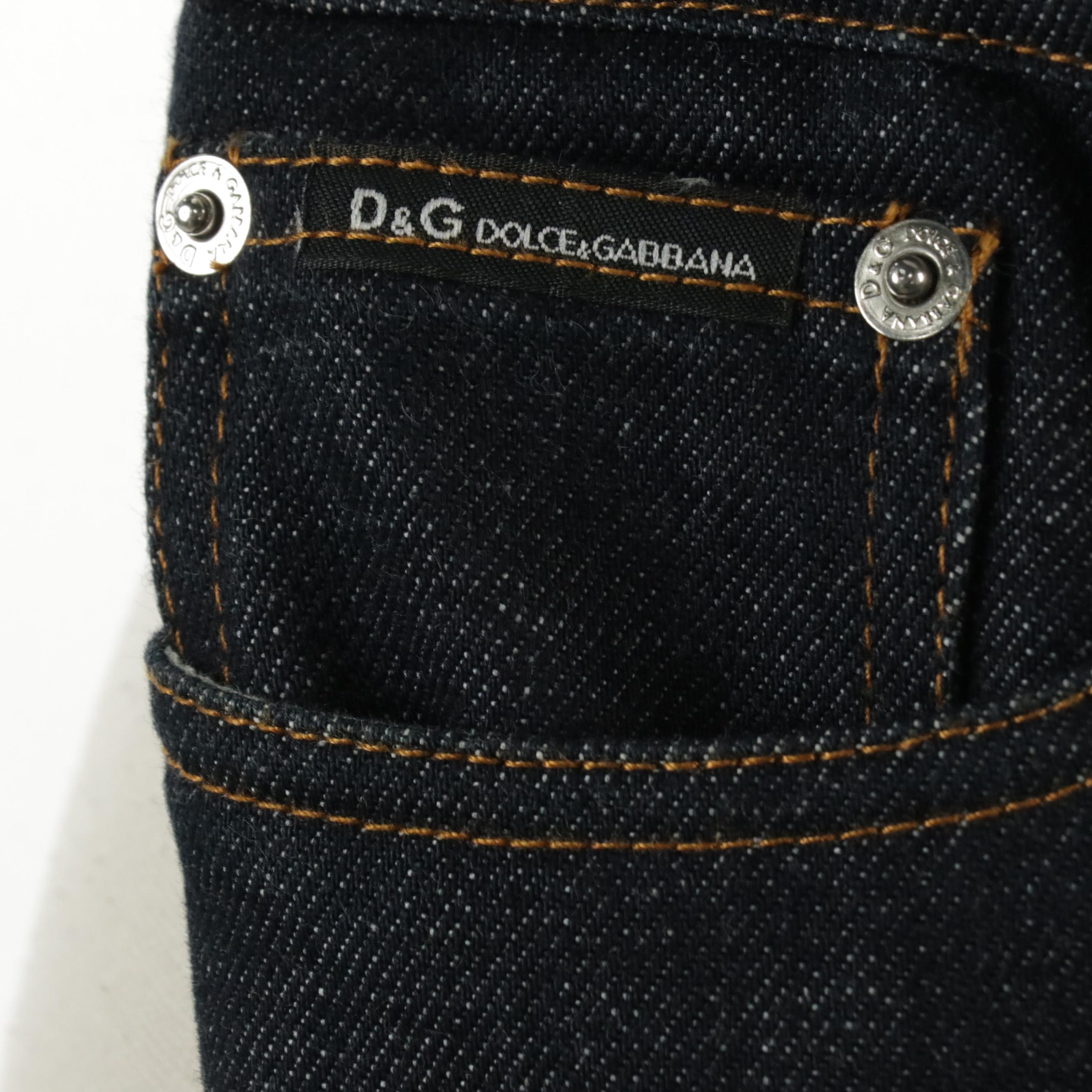 Dolce & Gabbana Rib Knit Paneled Dark Wash Jeans