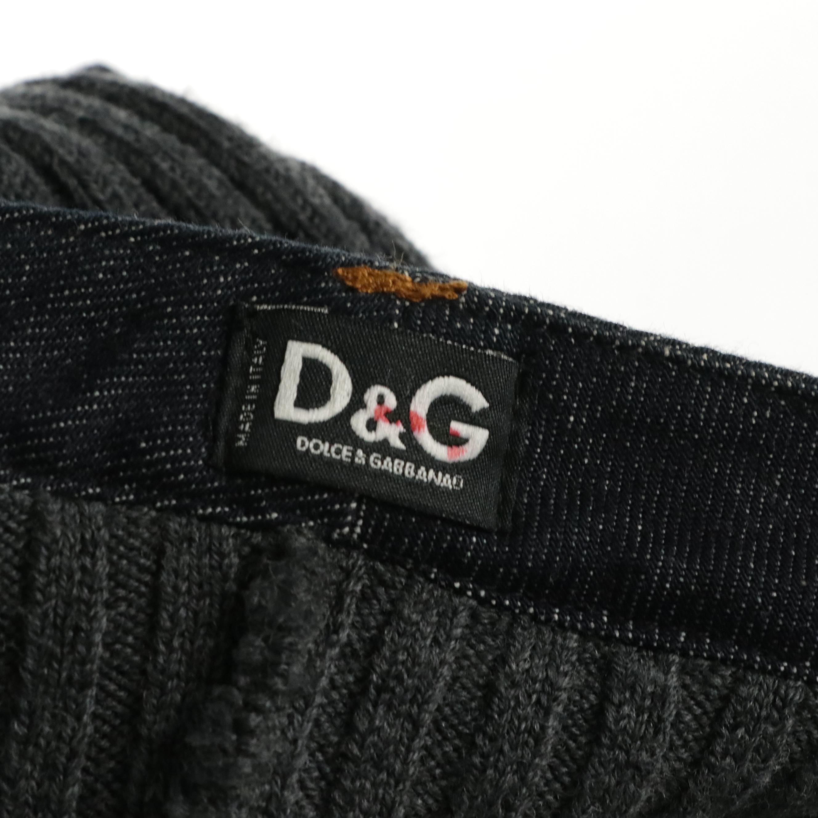 Dolce & Gabbana Rib Knit Paneled Dark Wash Jeans