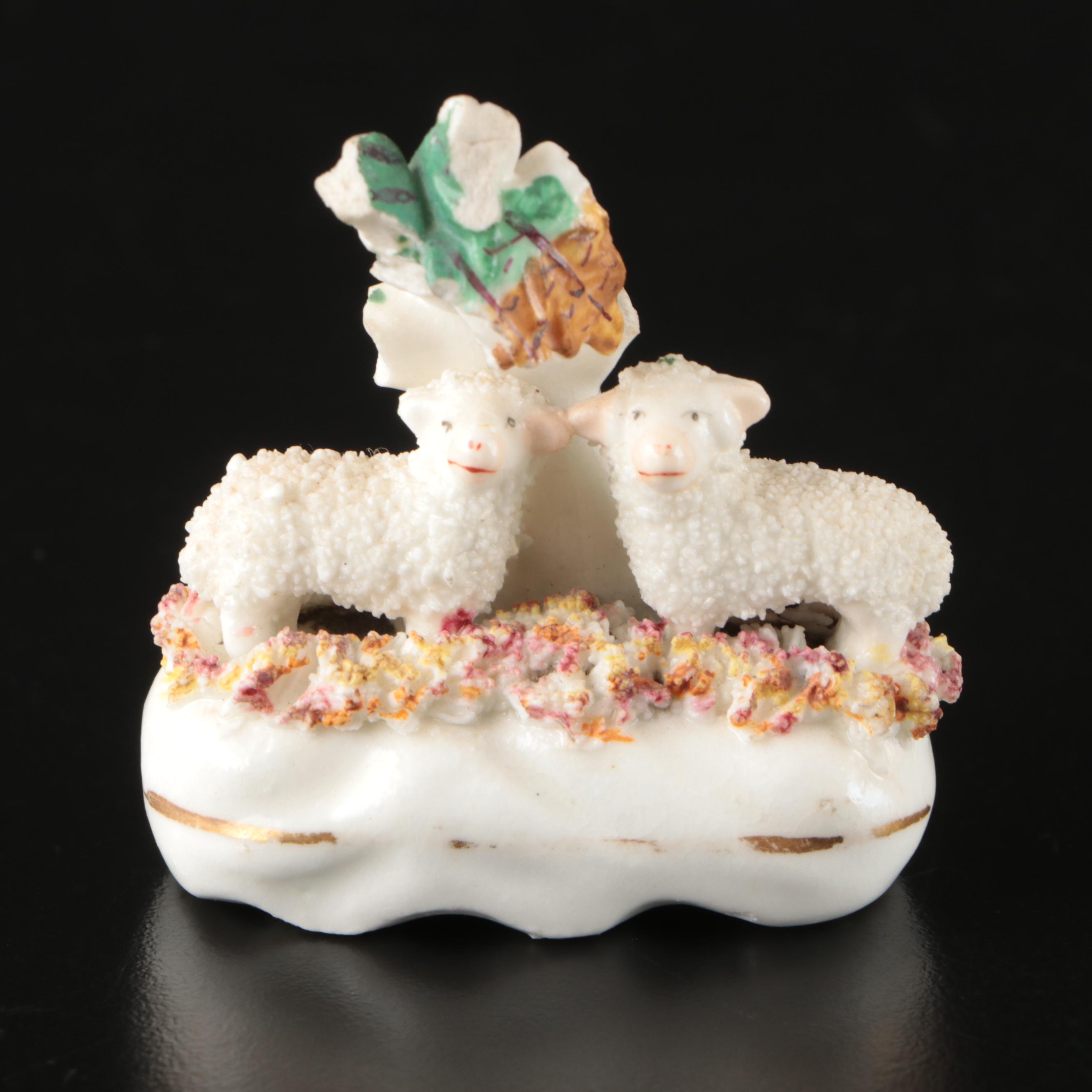 Confetti Poodles with Staffordshire and Other Animals Figurines