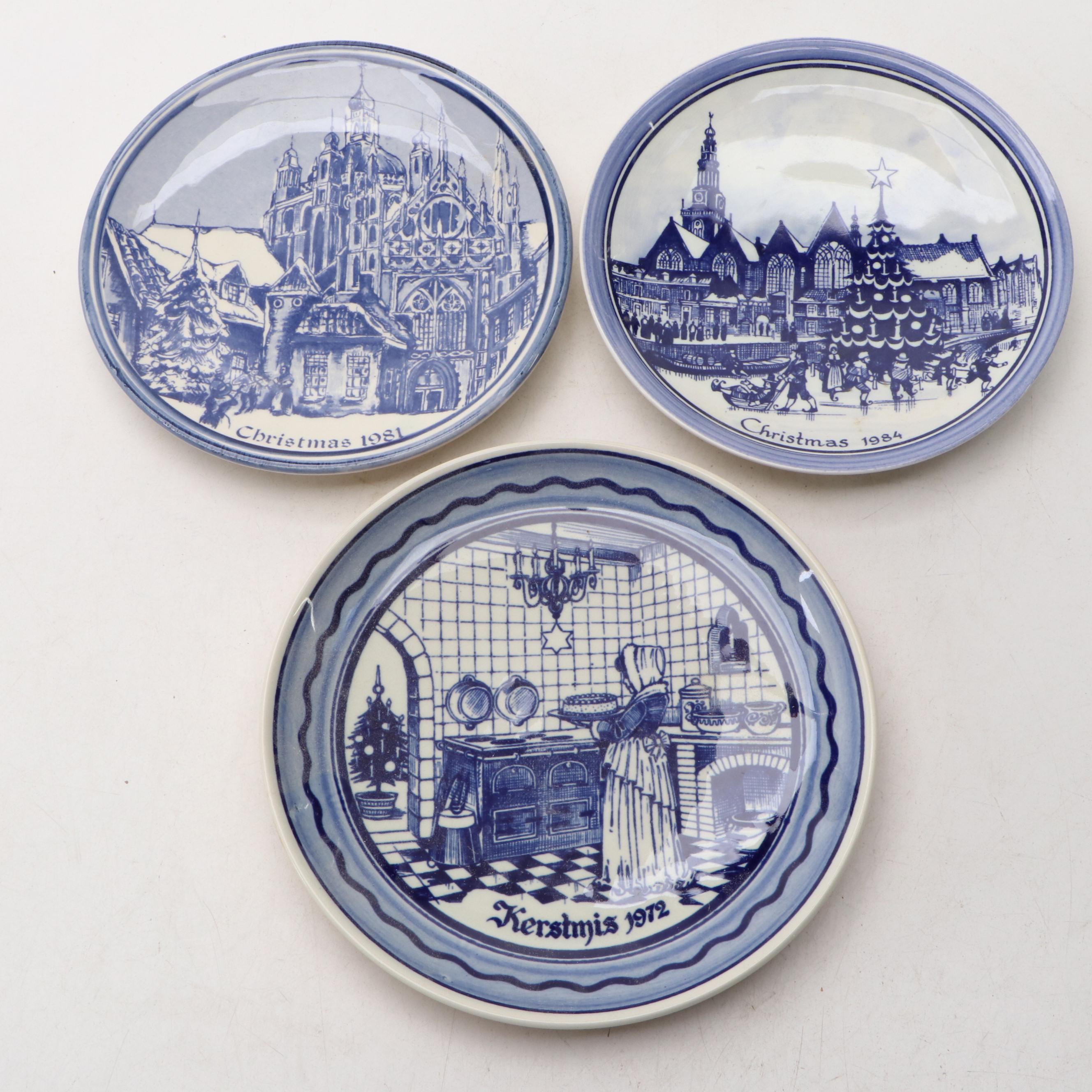König Delfter Blau and V.K. Delfts Dutch Annual Christmas Plates, Late 20th C