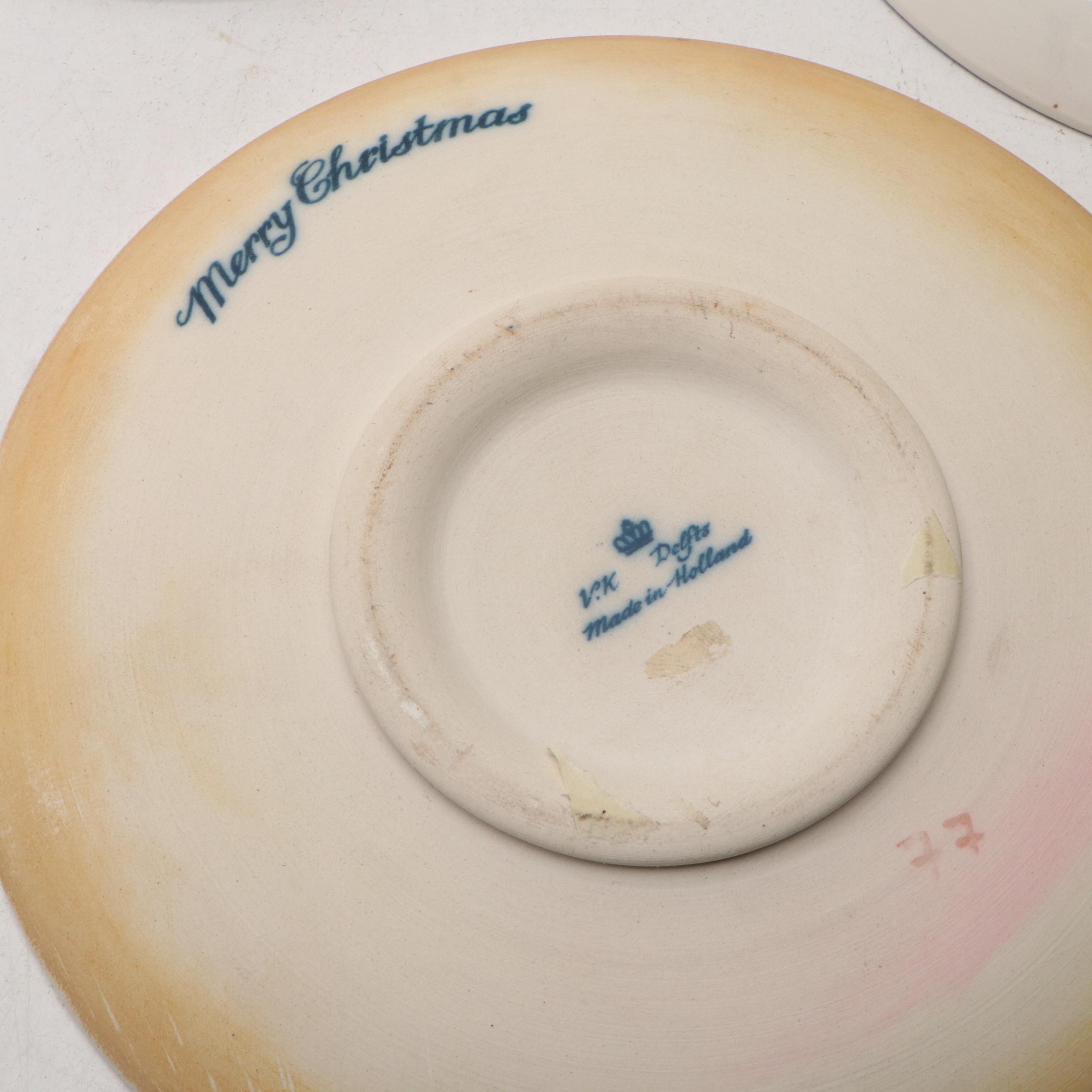 König Delfter Blau and V.K. Delfts Dutch Annual Christmas Plates, Late 20th C