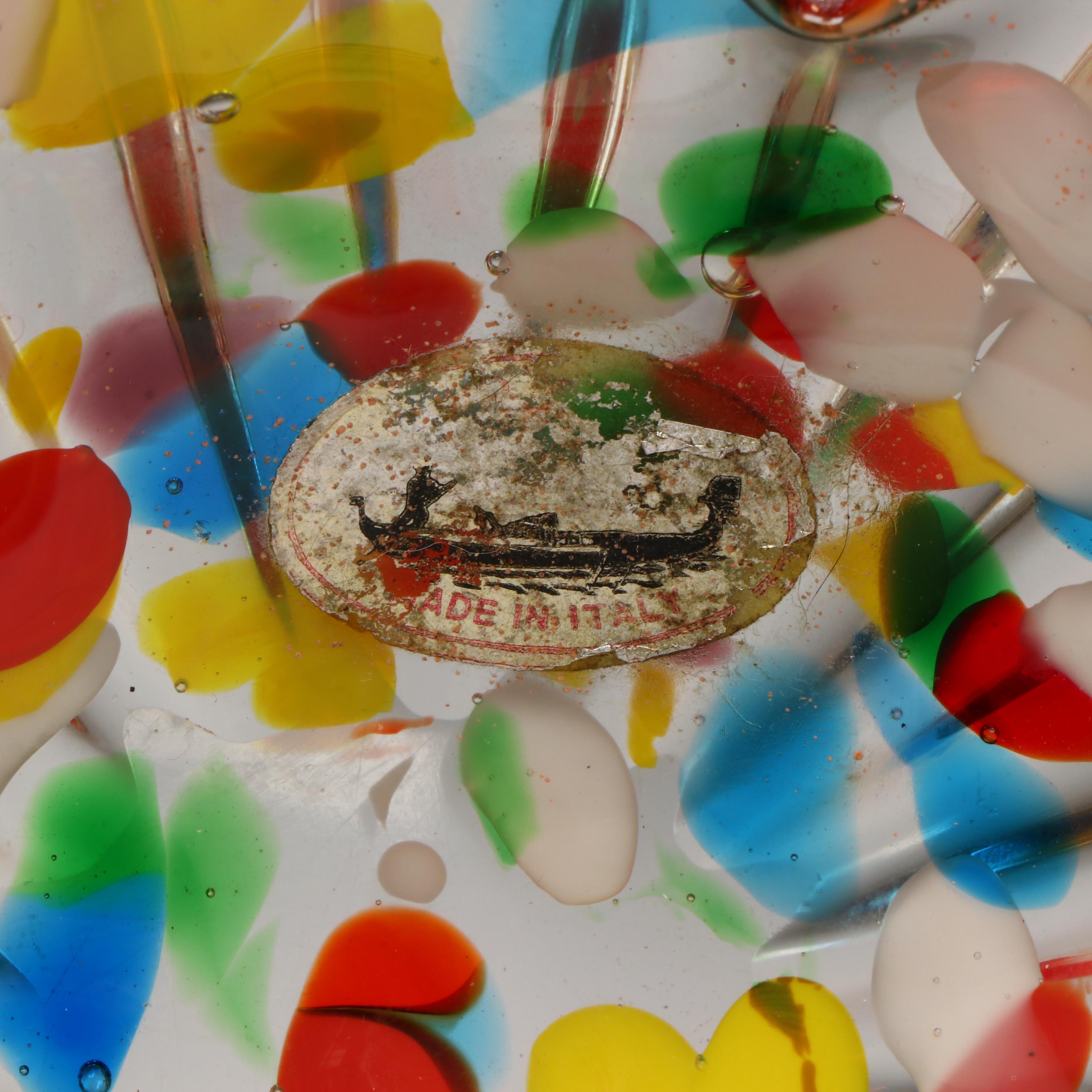 Murano Blown Multicolor Confetti Starburst Art Glass Bowl, Mid to Late 20th C.