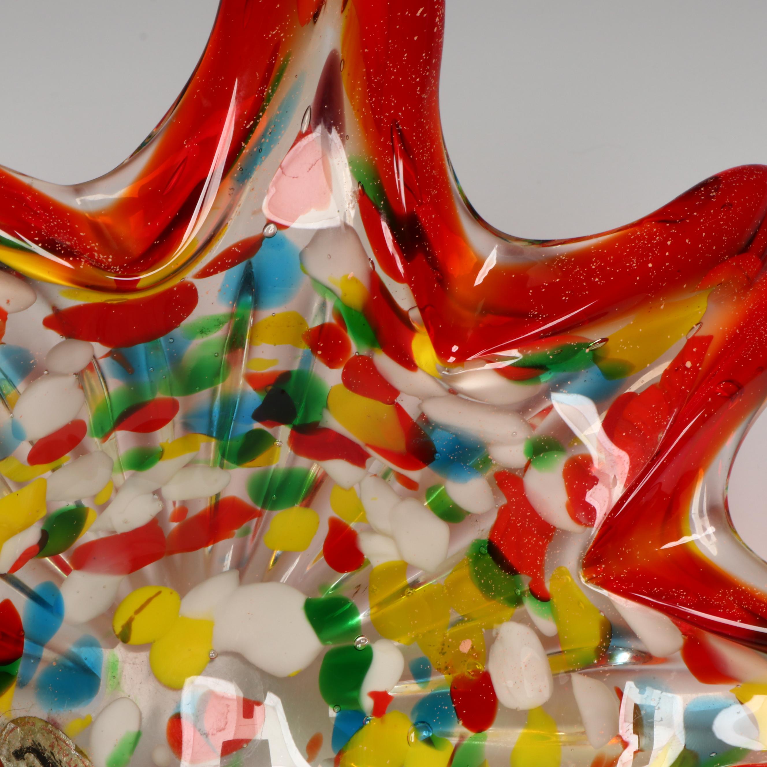 Murano Blown Multicolor Confetti Starburst Art Glass Bowl, Mid to Late 20th C.