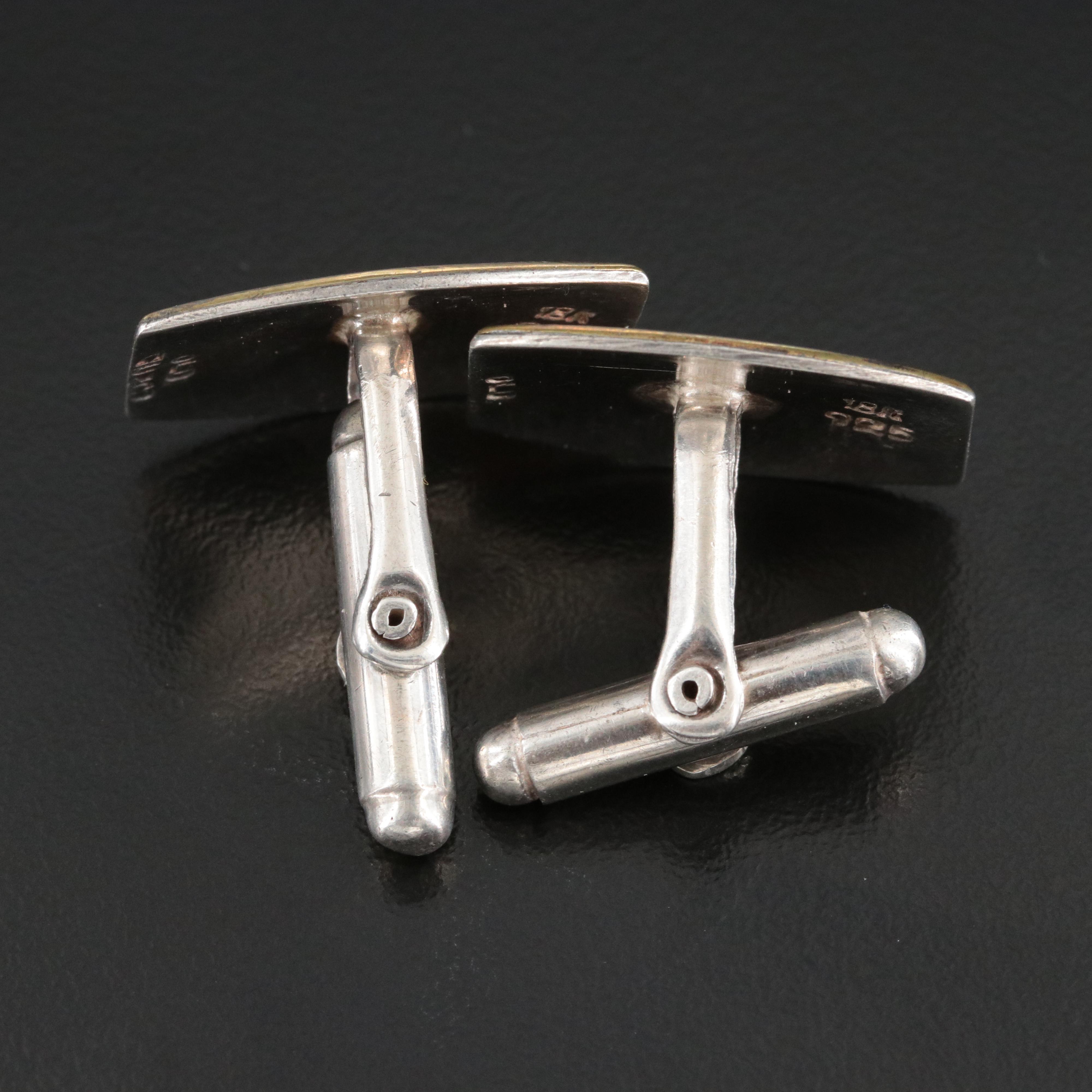 Vintage Old Cuzco Sterling Cufflinks with 18K Accent