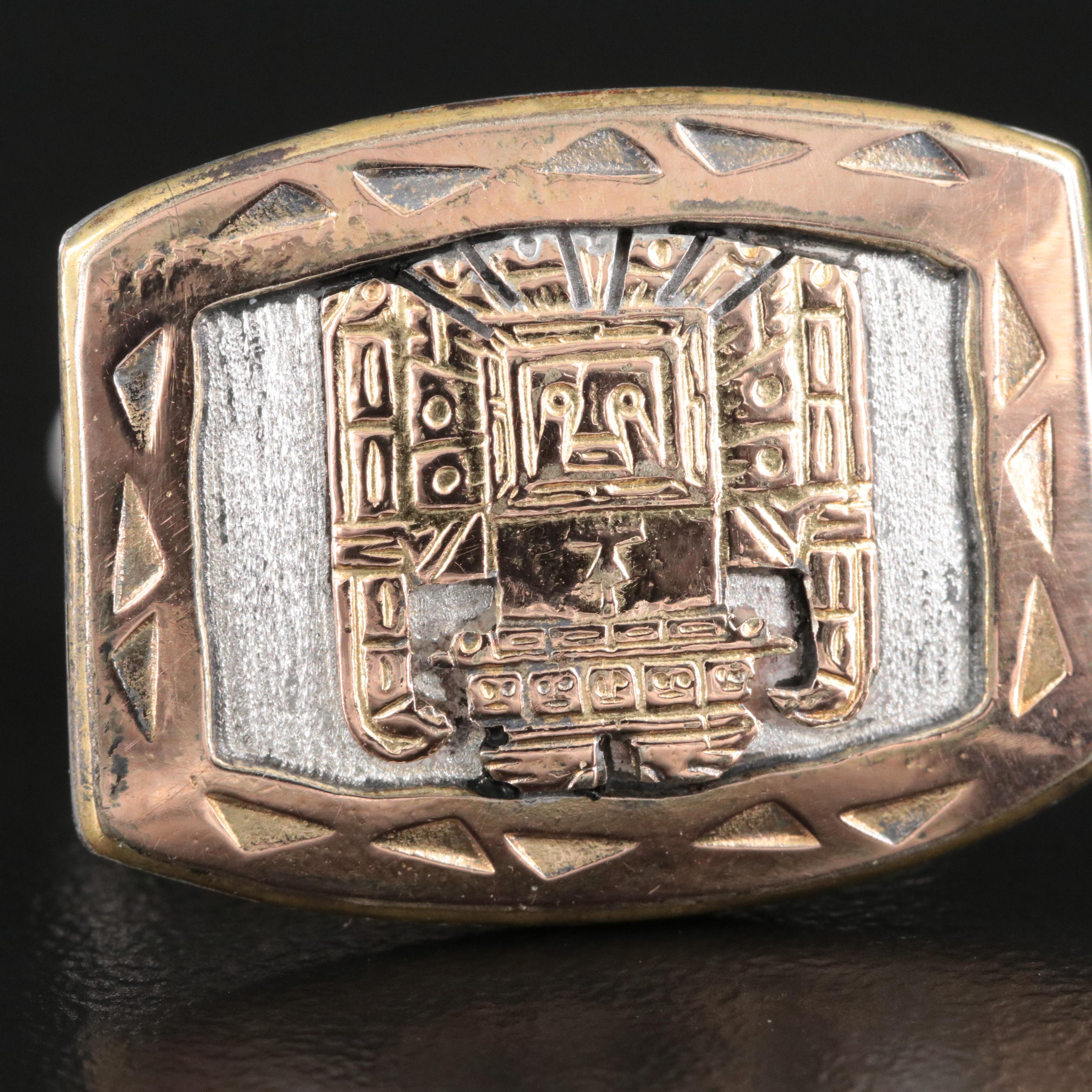 Vintage Old Cuzco Sterling Cufflinks with 18K Accent