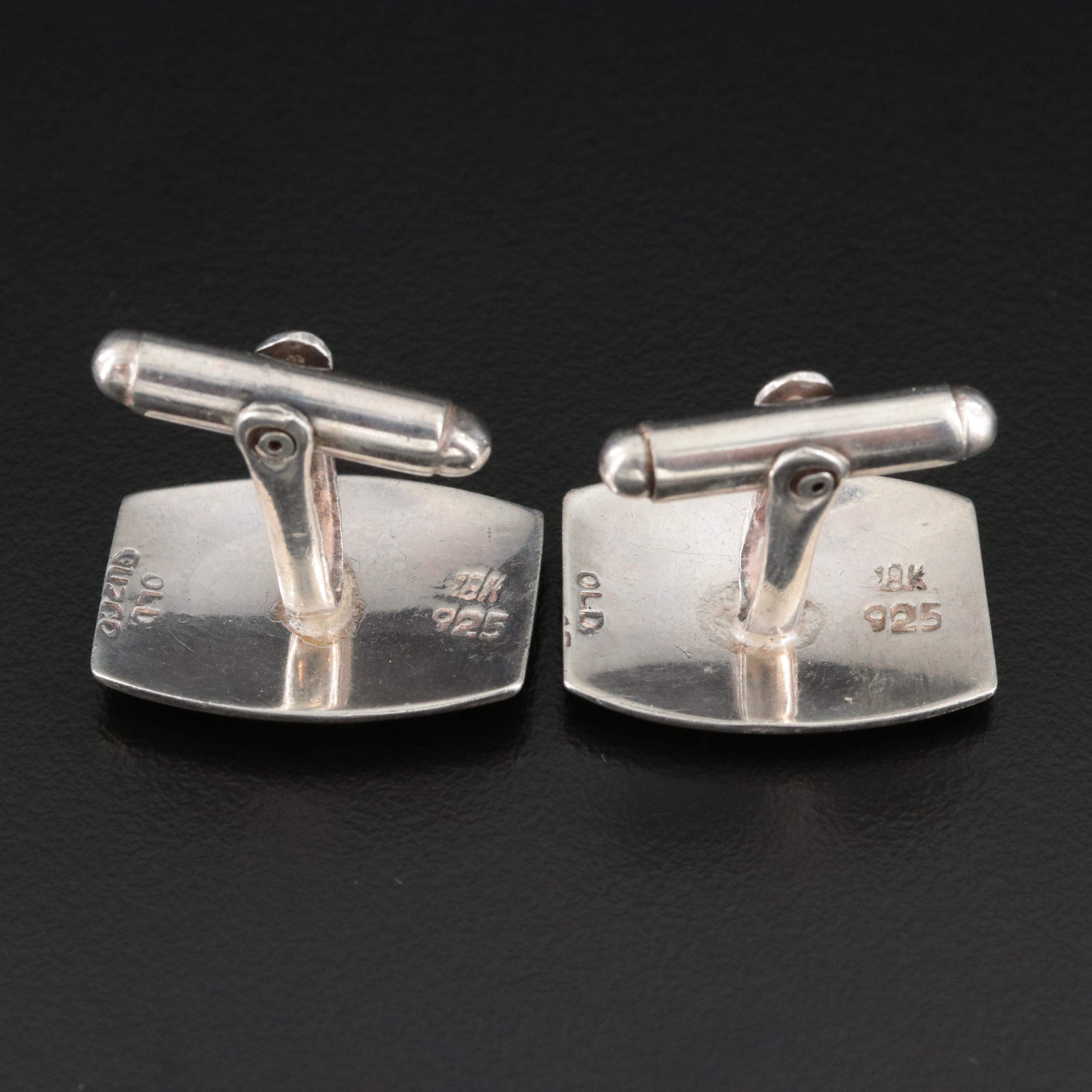 Vintage Old Cuzco Sterling Cufflinks with 18K Accent