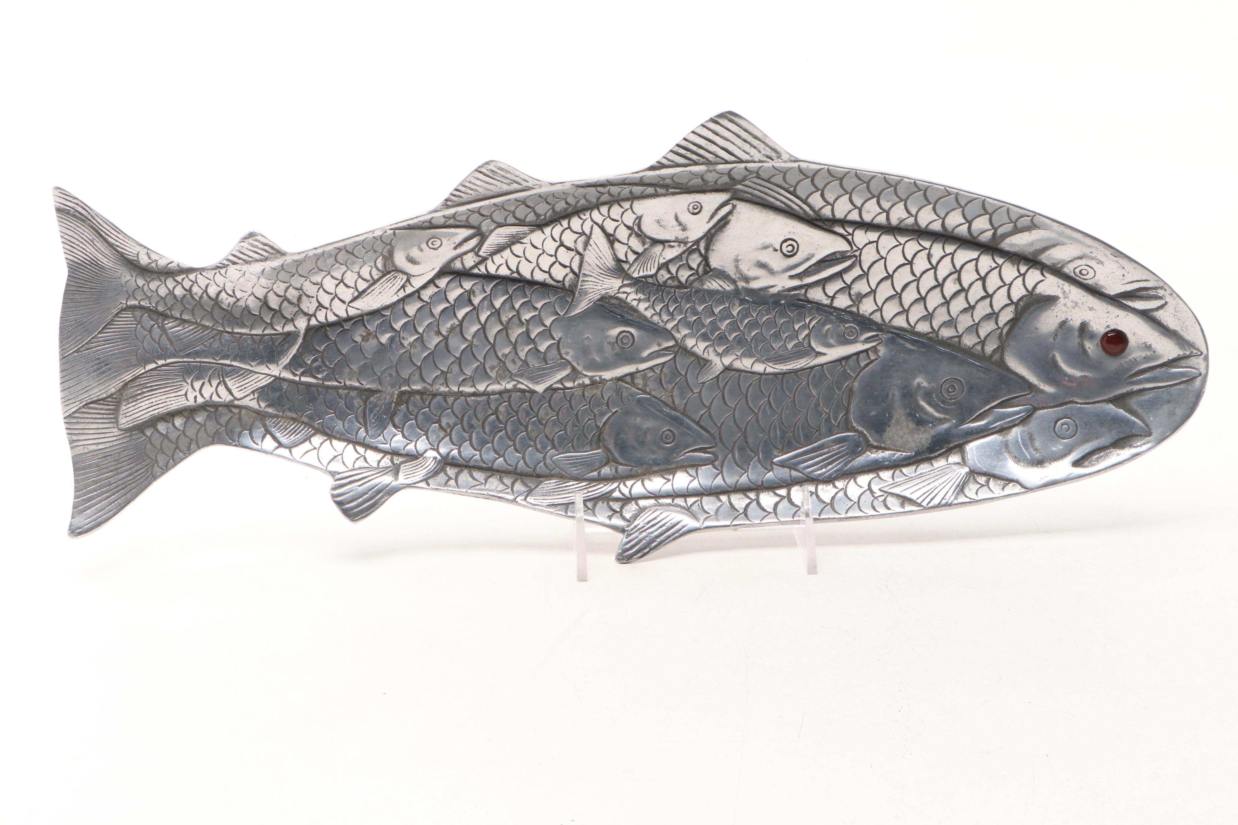 Tiffany & Co. Ceramic Pitcher and Arthur Court Fish Platter with Carnelian Eye