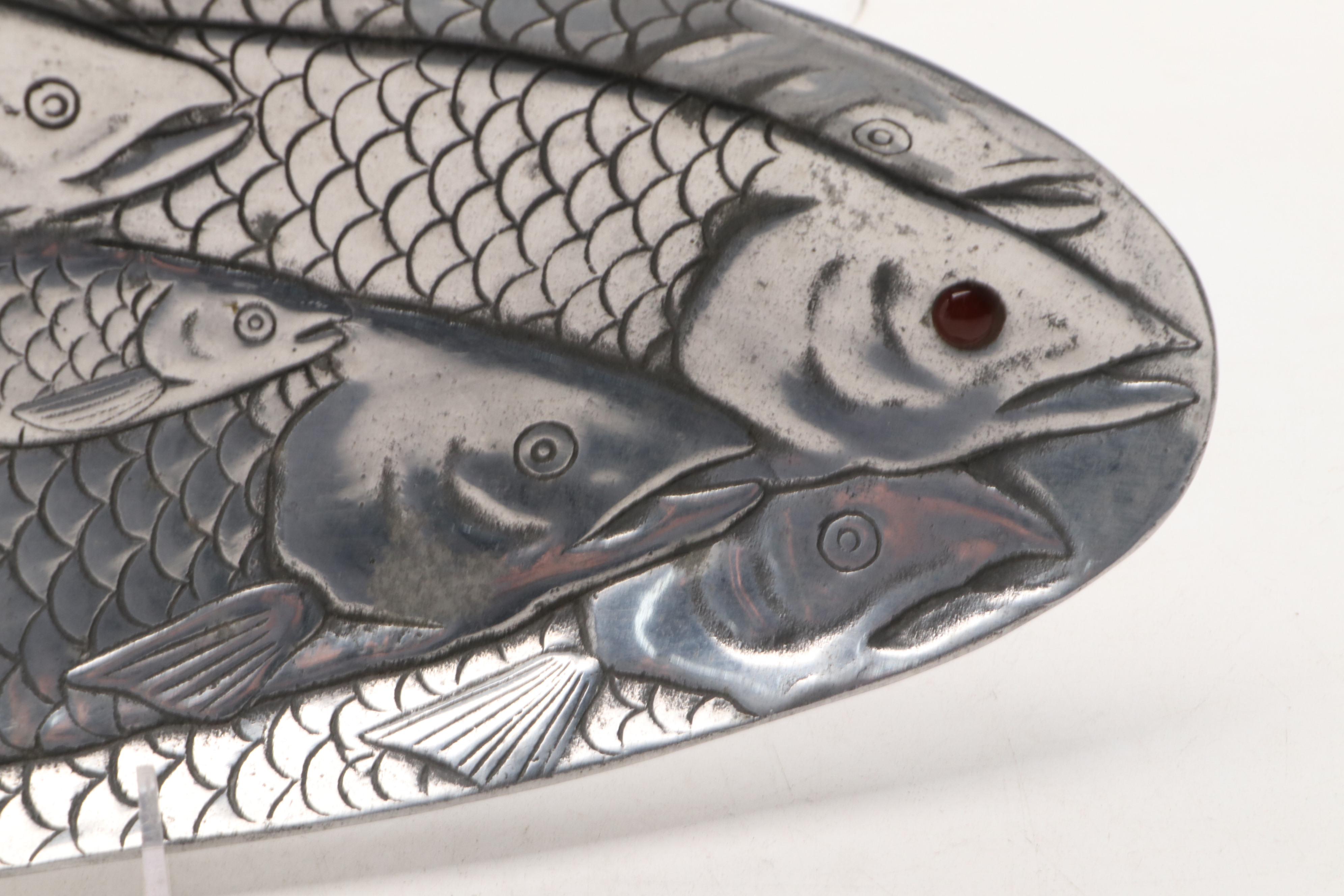 Tiffany & Co. Ceramic Pitcher and Arthur Court Fish Platter with Carnelian Eye