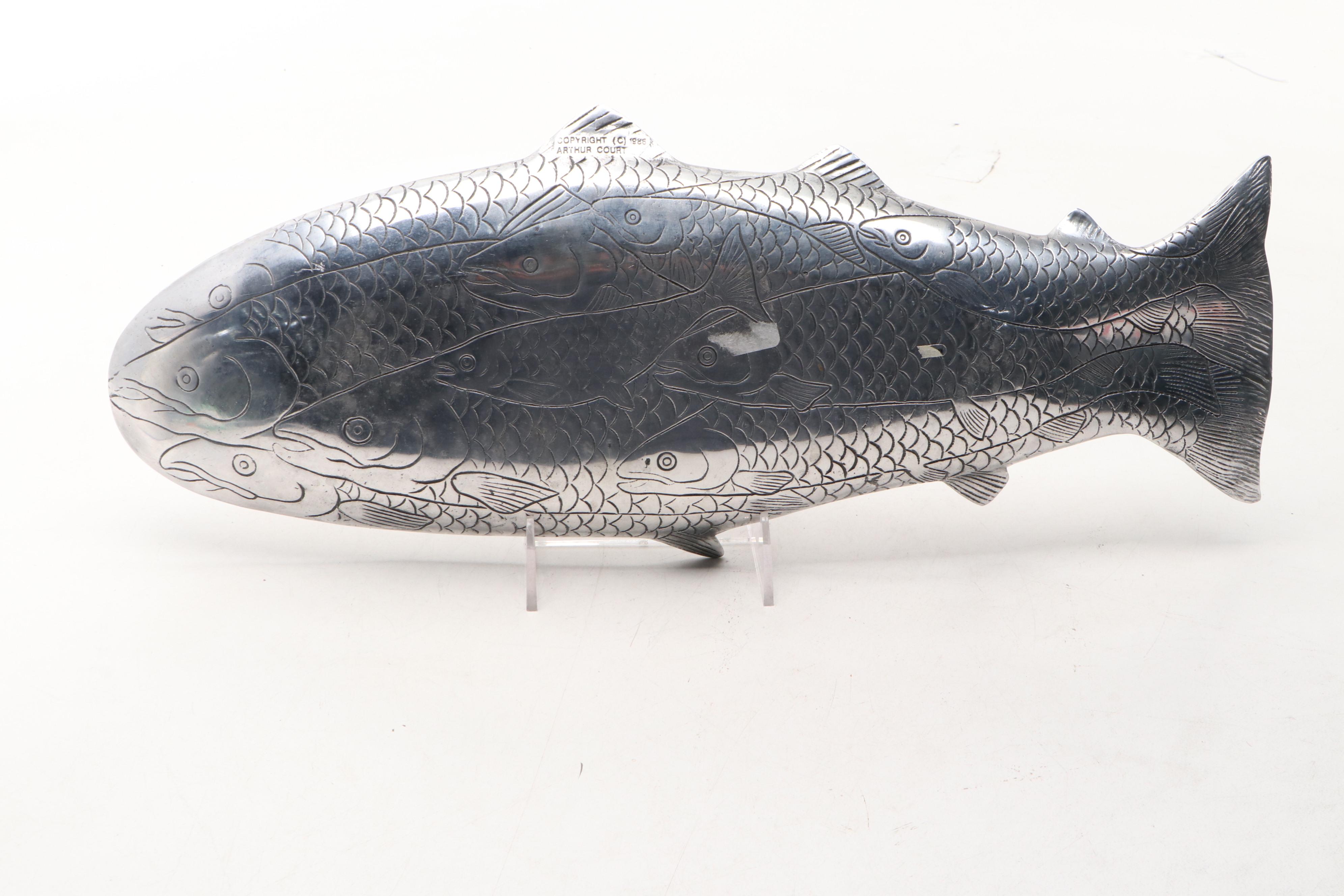 Tiffany & Co. Ceramic Pitcher and Arthur Court Fish Platter with Carnelian Eye