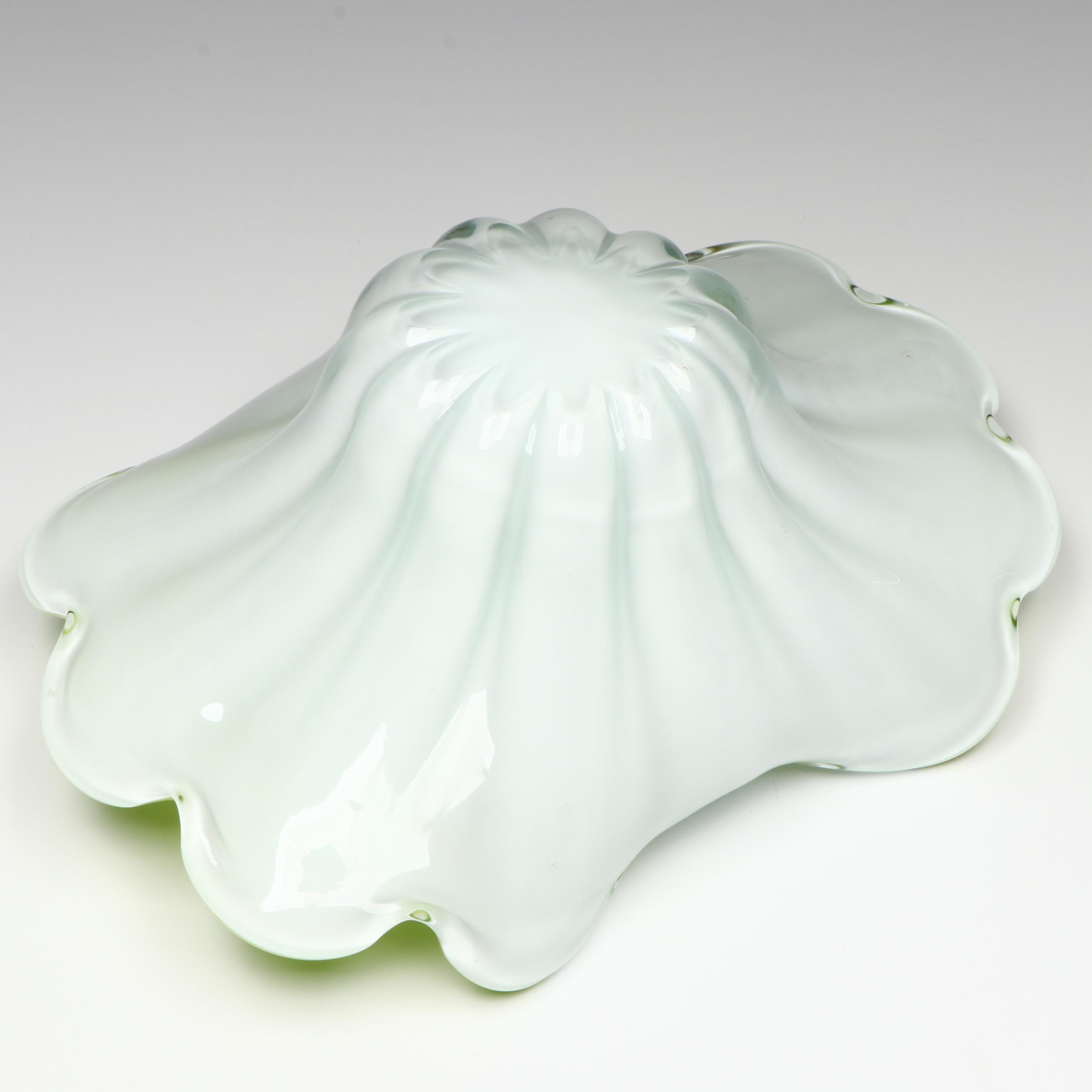 Murano Blown Chartreuse and Aventurine Cased Art Glass Bowl, Mid to Late 20th C.