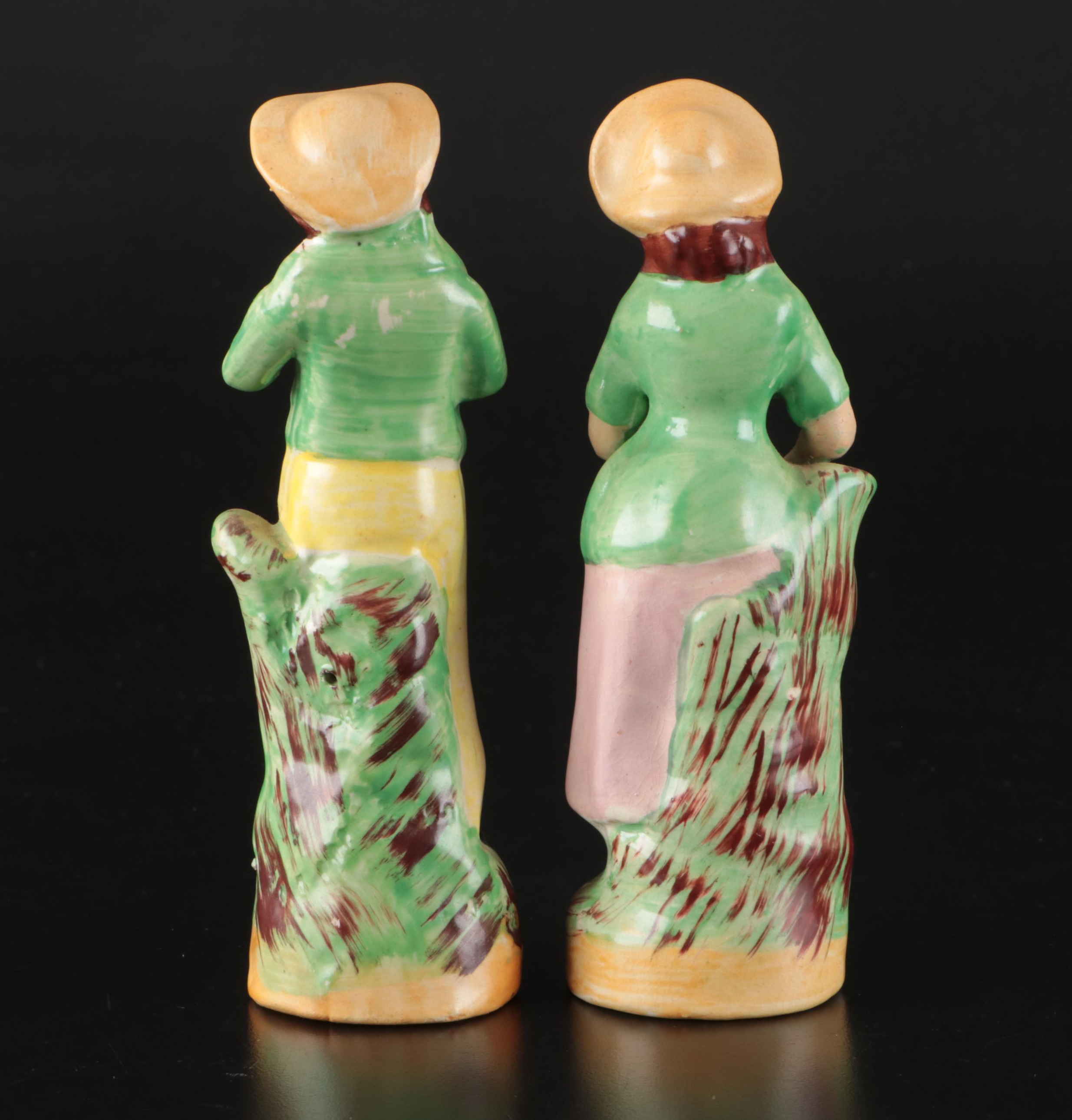 Staffordshire Fishmonger Flatback with William Kent Boy and Girl Figurines