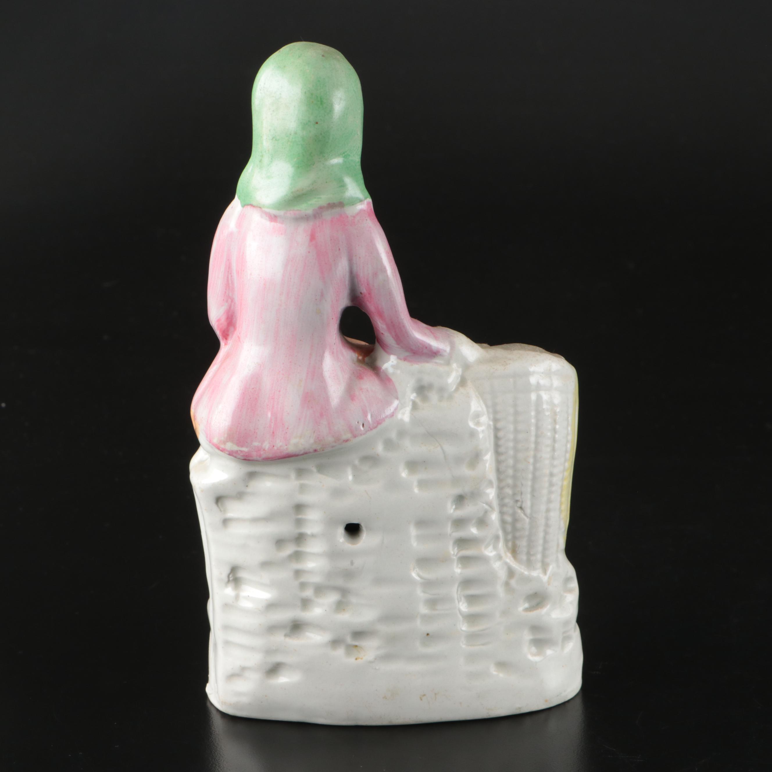 Staffordshire Fishmonger Flatback with William Kent Boy and Girl Figurines