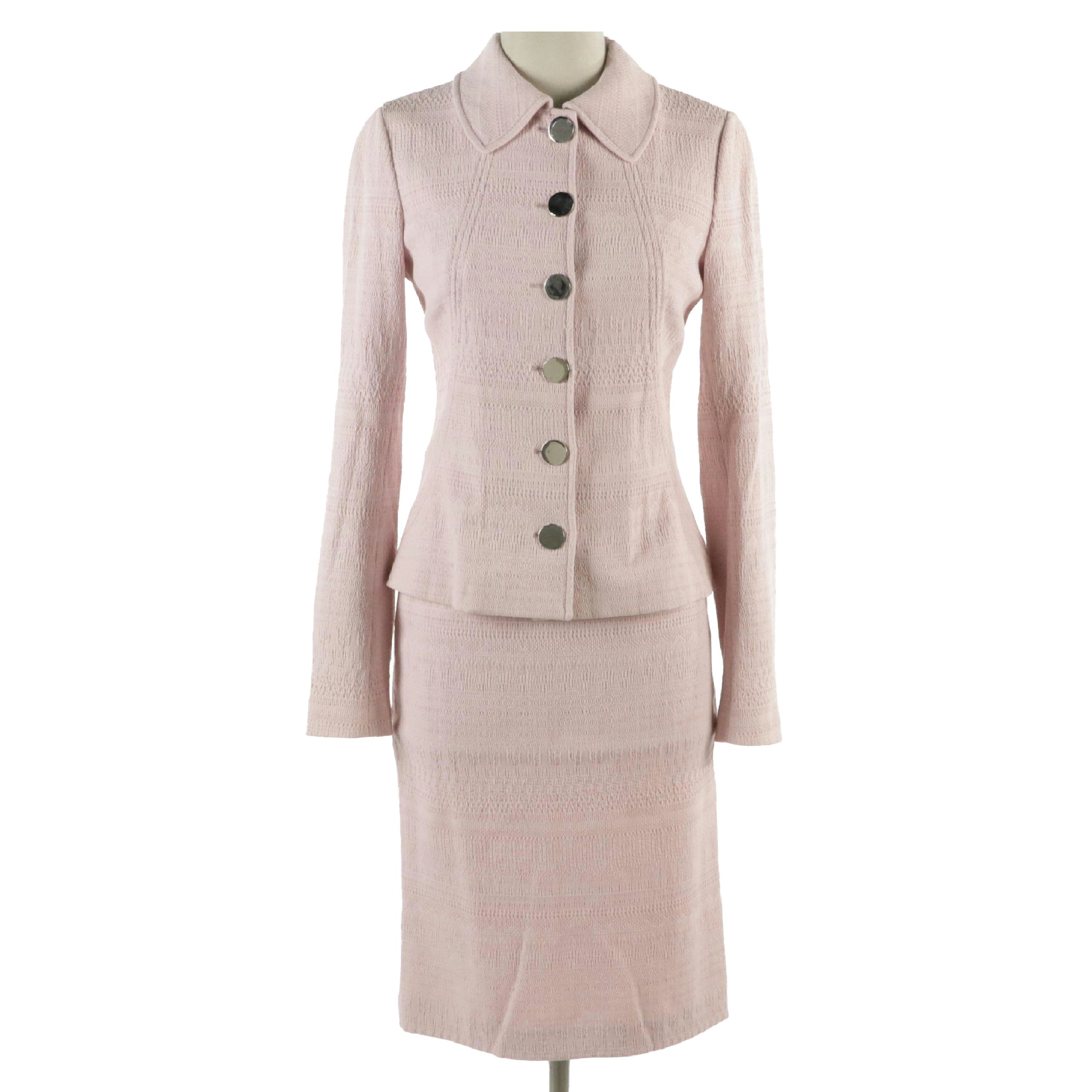 Dolce & Gabbana Knee-Length Skirt Suit in Baby Pink Wool Blend