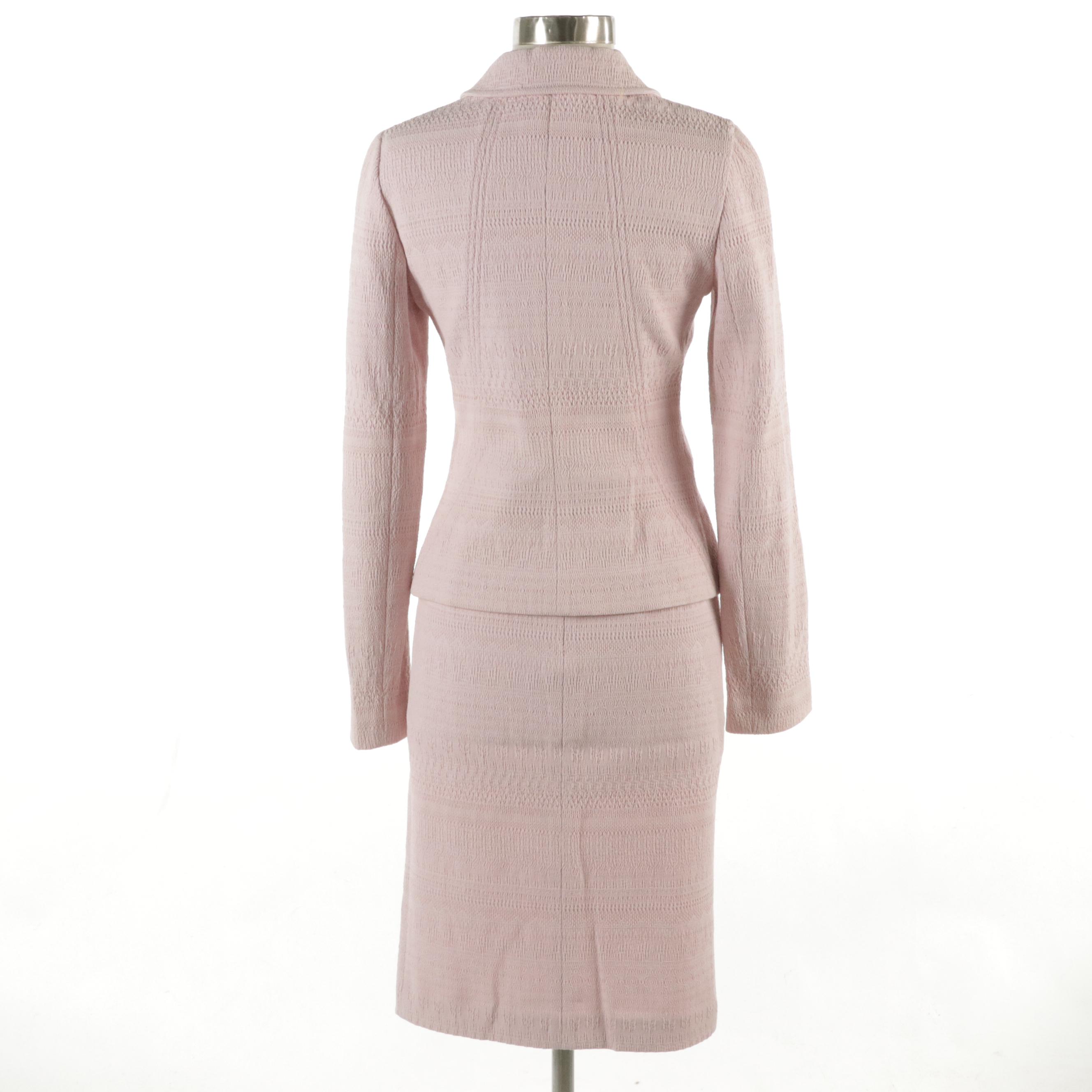 Dolce & Gabbana Knee-Length Skirt Suit in Baby Pink Wool Blend