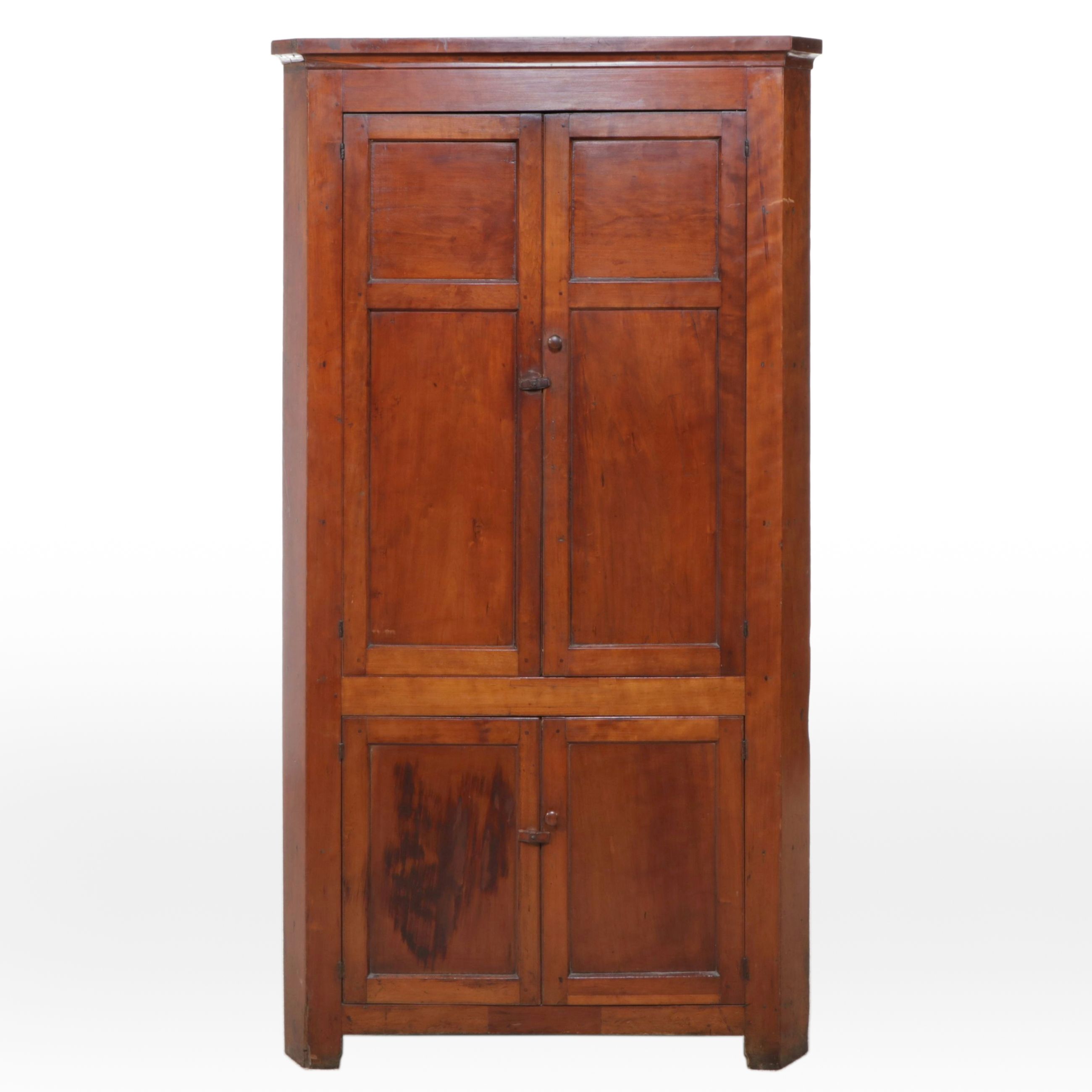 American Primitive Cherry Corner Cabinet, Late 19th to Early 20th Century