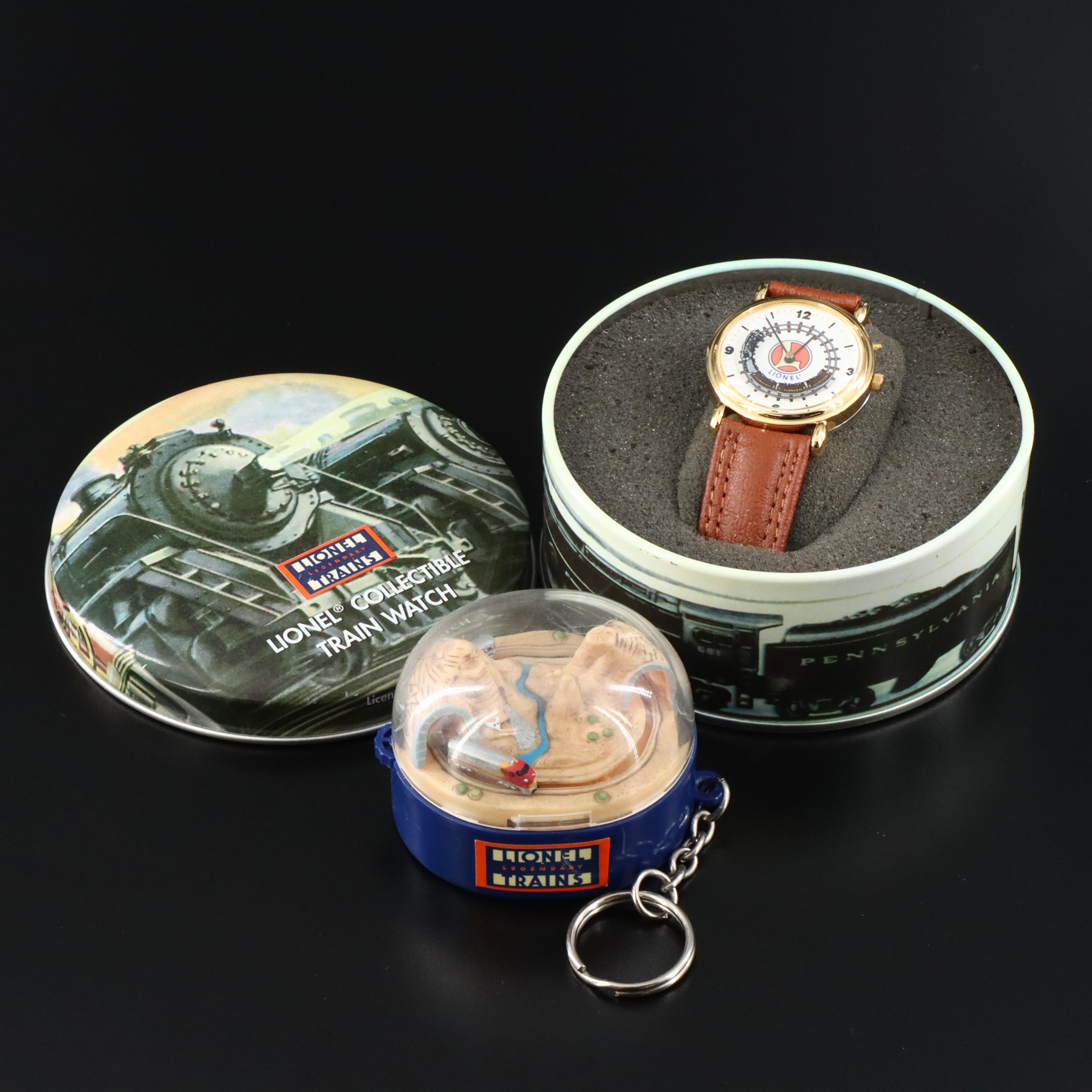 Lionel Collectible Quartz Watch with Tracks, Sound and Moving Train Key Chain