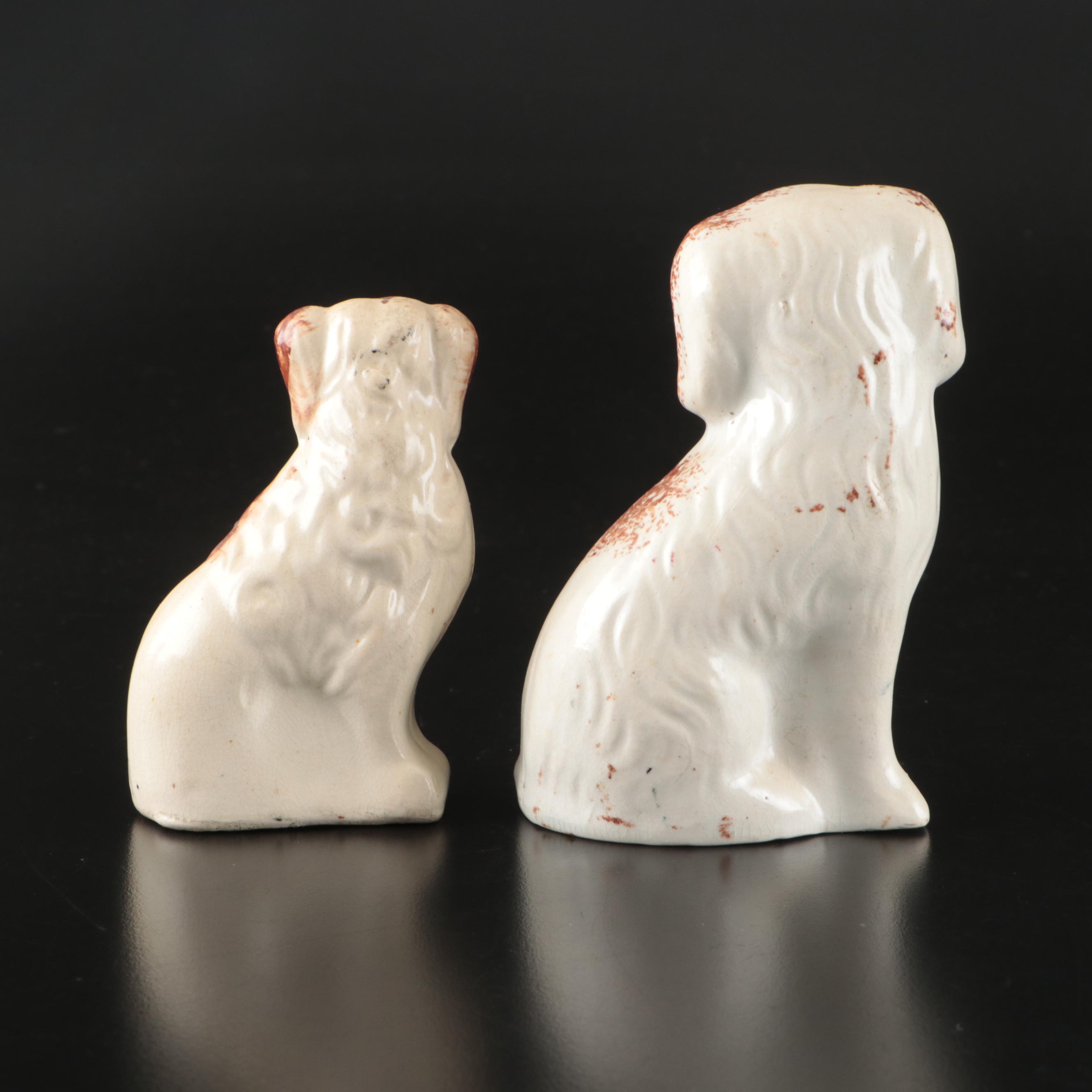 Staffordshire and Victorian Spaniels and Cat Figurines, Mid to Late 19th Century