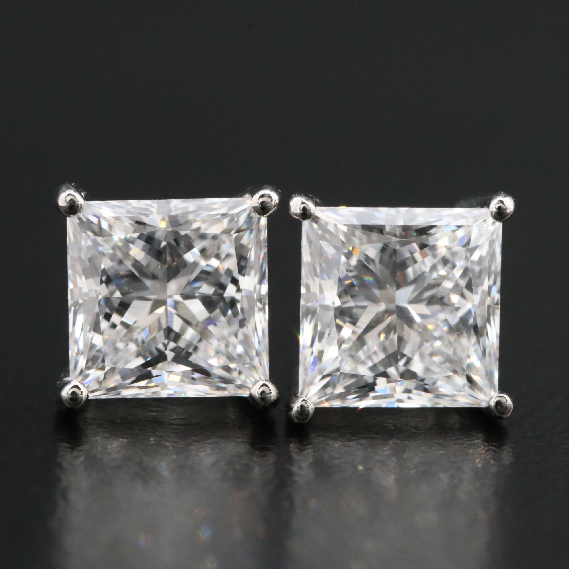 Platinum 4.46 CTW Lab Grown Diamond Stud Earrings with IGI Reports
