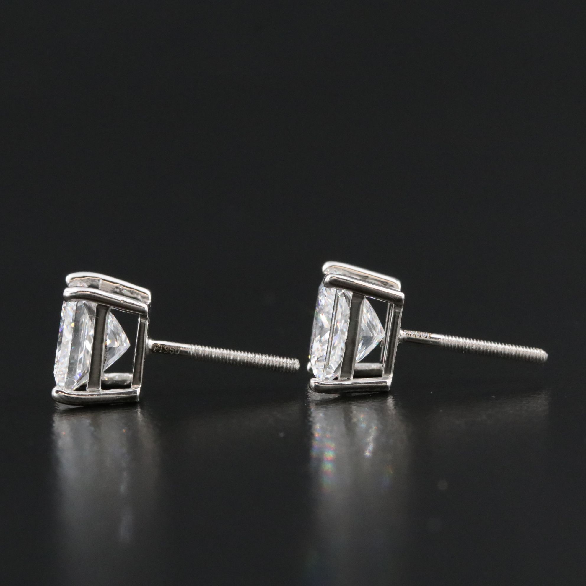 Platinum 4.46 CTW Lab Grown Diamond Stud Earrings with IGI Reports