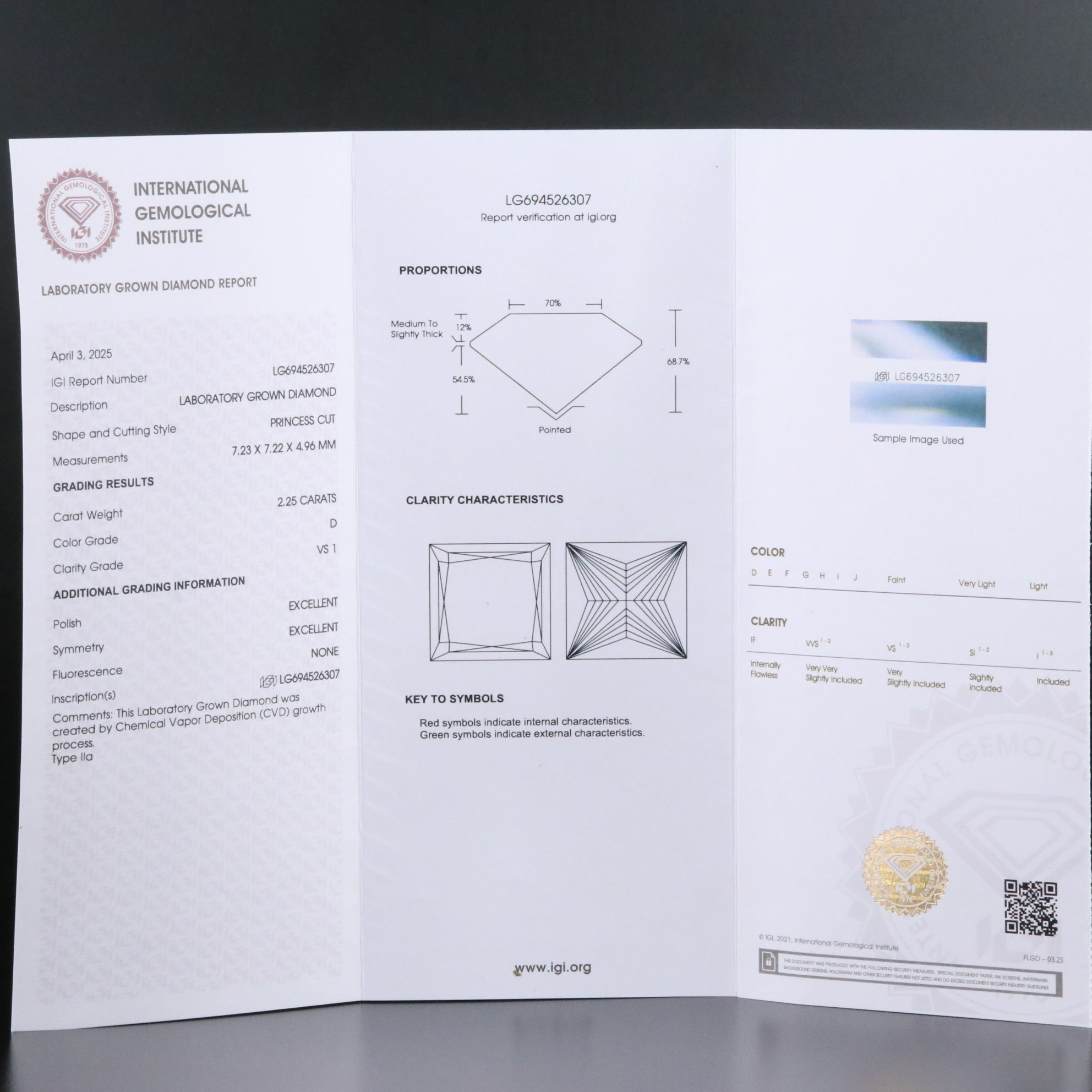 Platinum 4.46 CTW Lab Grown Diamond Stud Earrings with IGI Reports