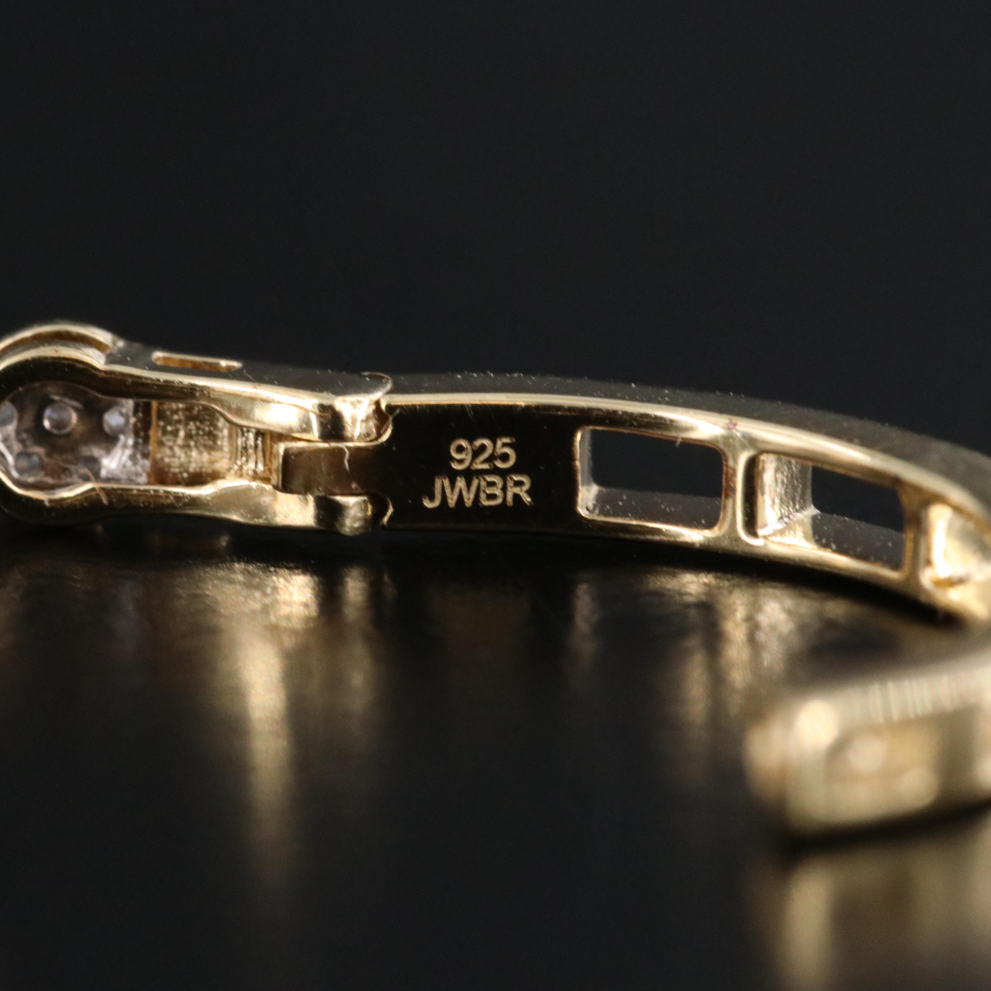 Sterling Diamond Hoop Earrings in Gold Tone