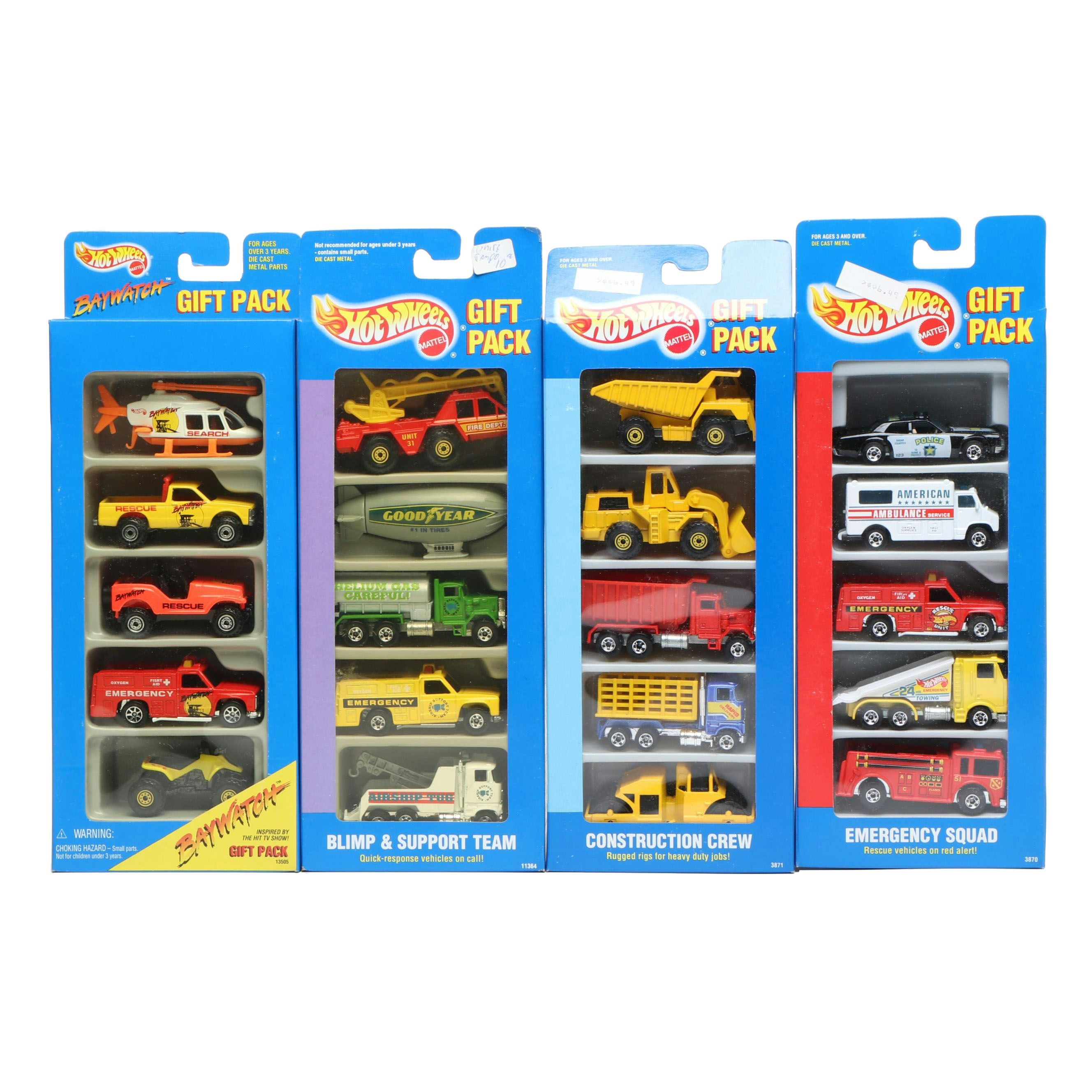 Hot Wheels "Baywatch," "Emergency Squad" and More Toy Car Gift Packs, 1991