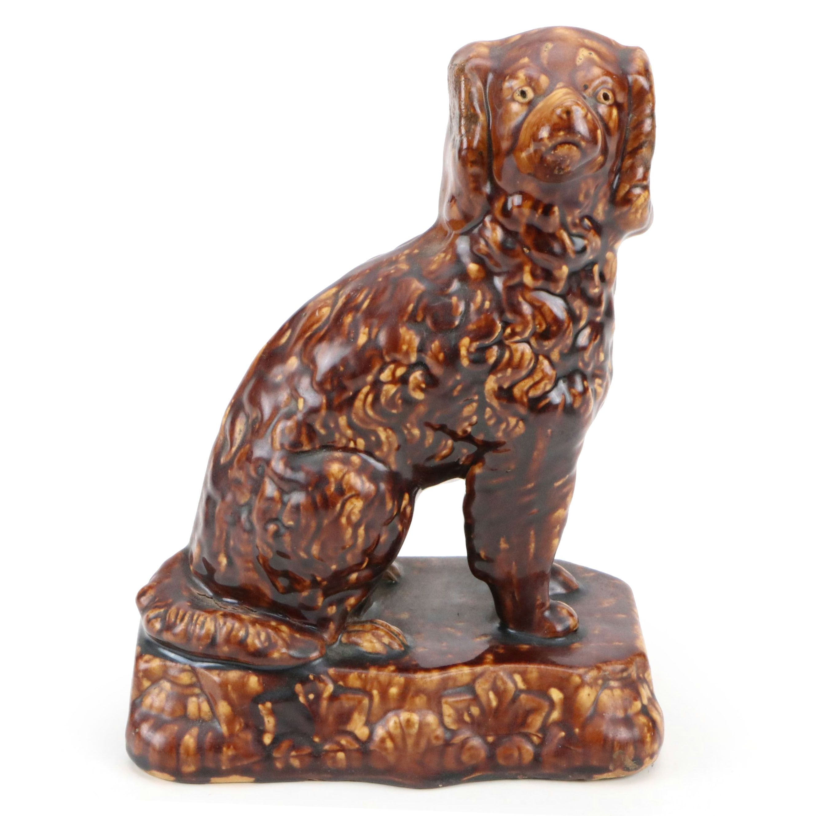 Bennington Rockingham Glaze Ceramic Spaniel, 19th Century