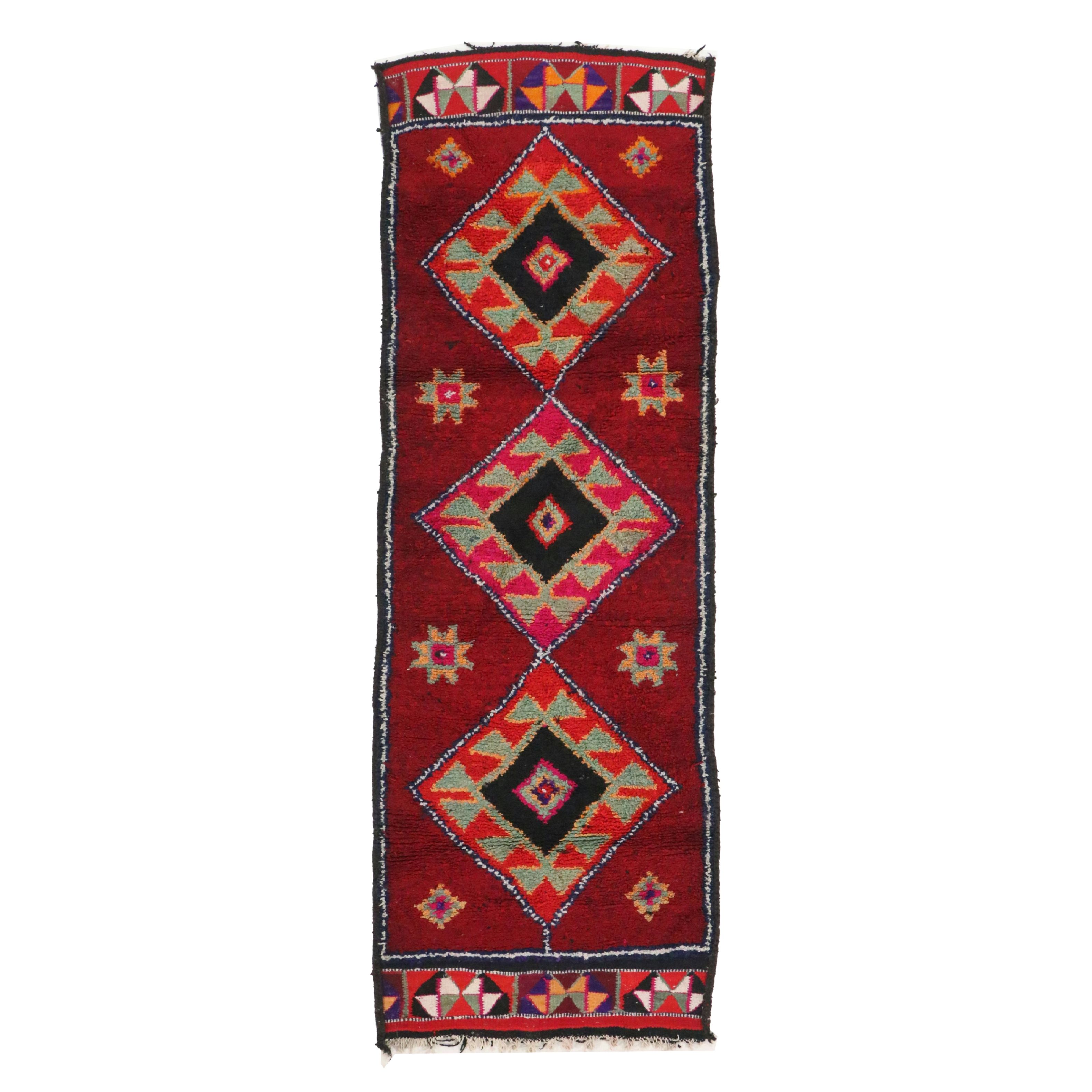 3'4 x 9'11 Hand-Knotted Moroccan Berber Long Rug