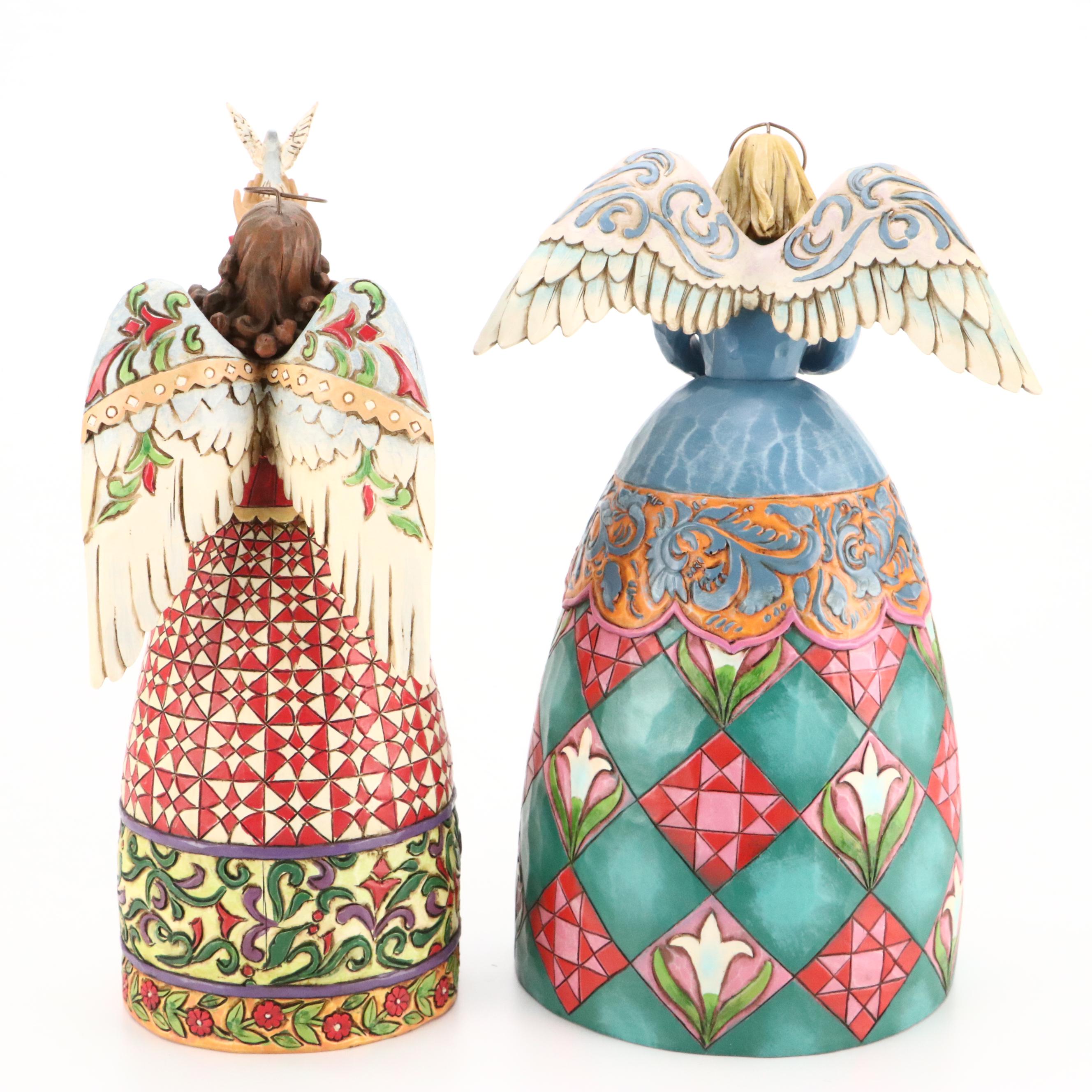 Jim Shore Resin Angel Figurines with Fitz & Floyd Mug and Cardinal Shakers