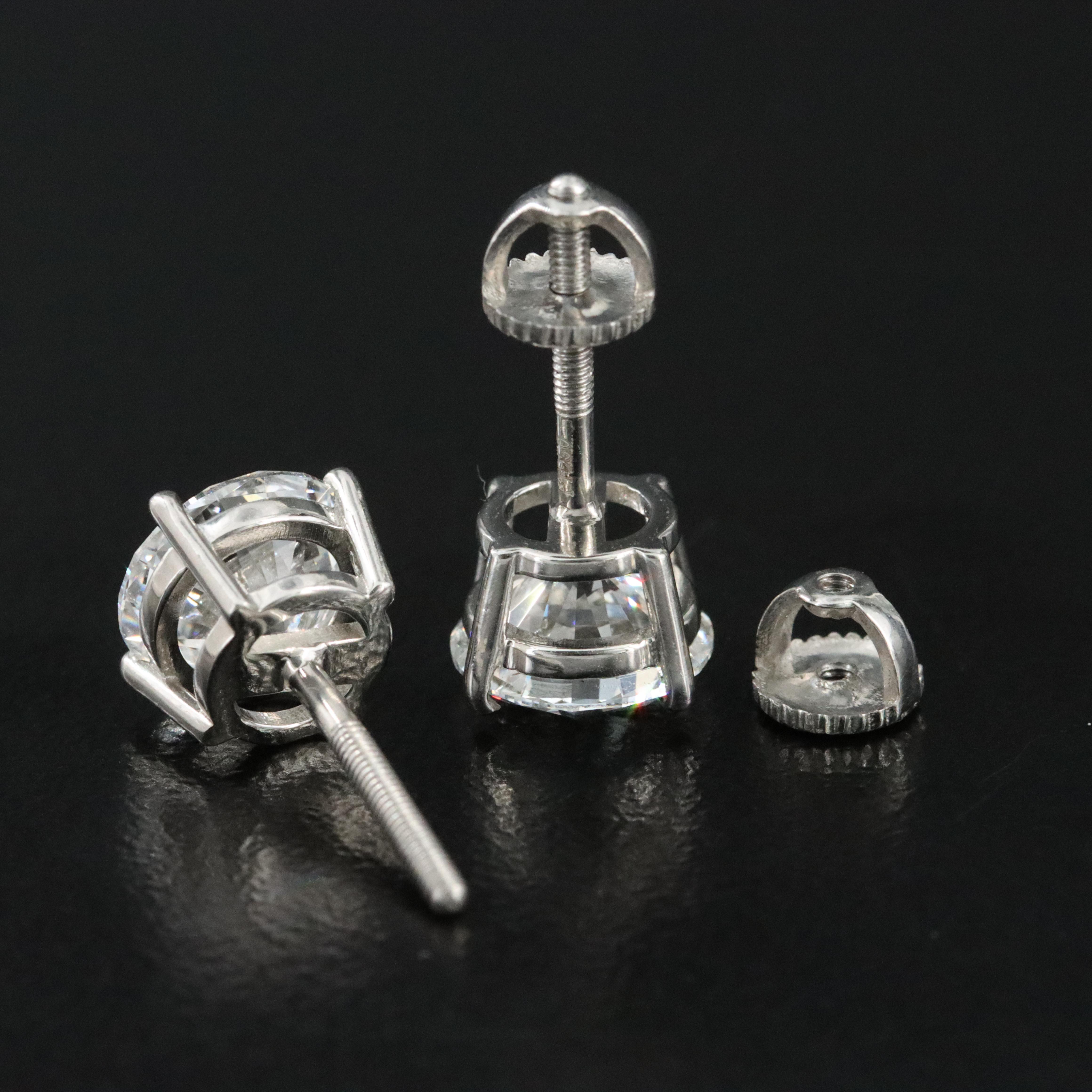 Platinum 3.12 CTW Lab Grown Diamond Stud Earrings with IGI Reports
