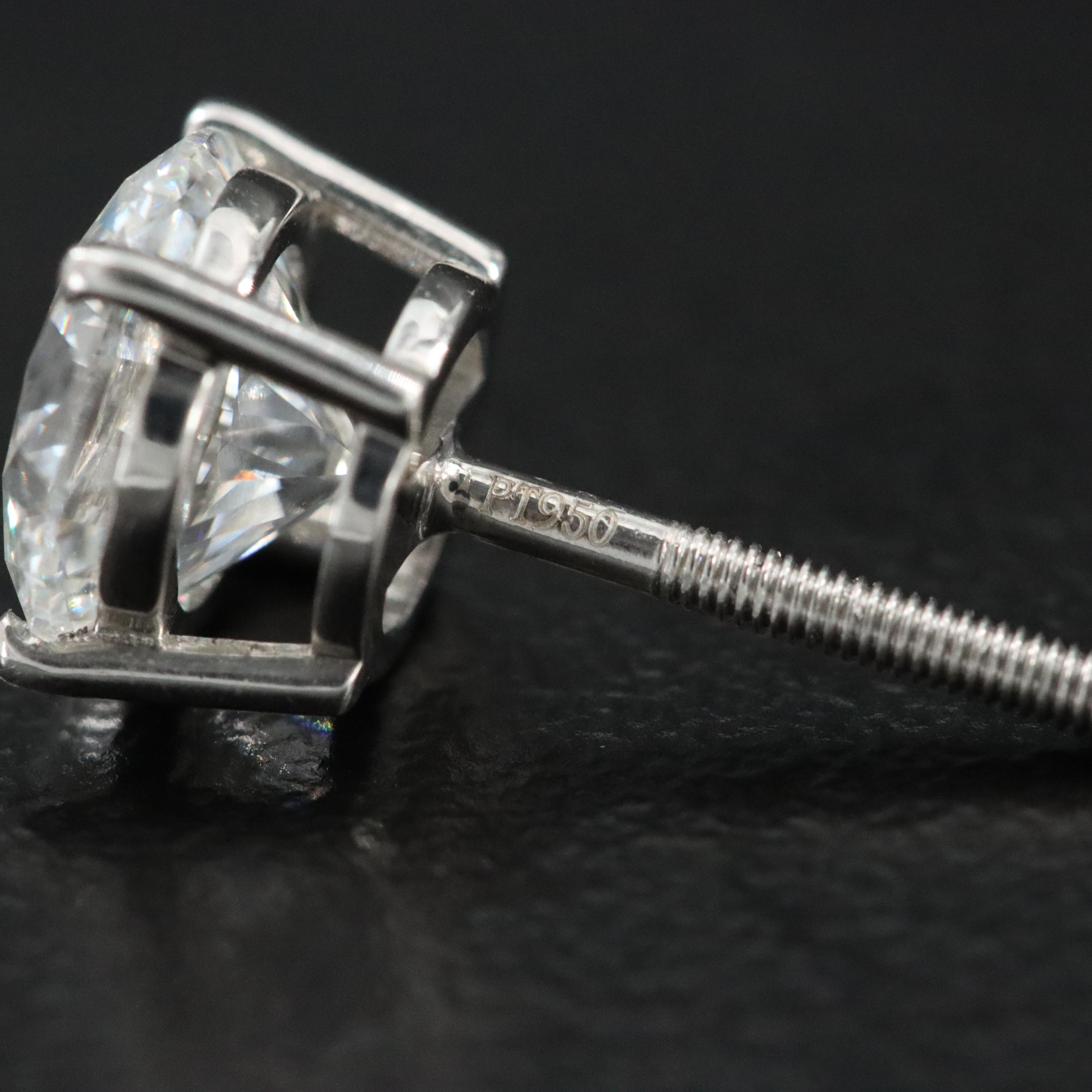 Platinum 3.12 CTW Lab Grown Diamond Stud Earrings with IGI Reports