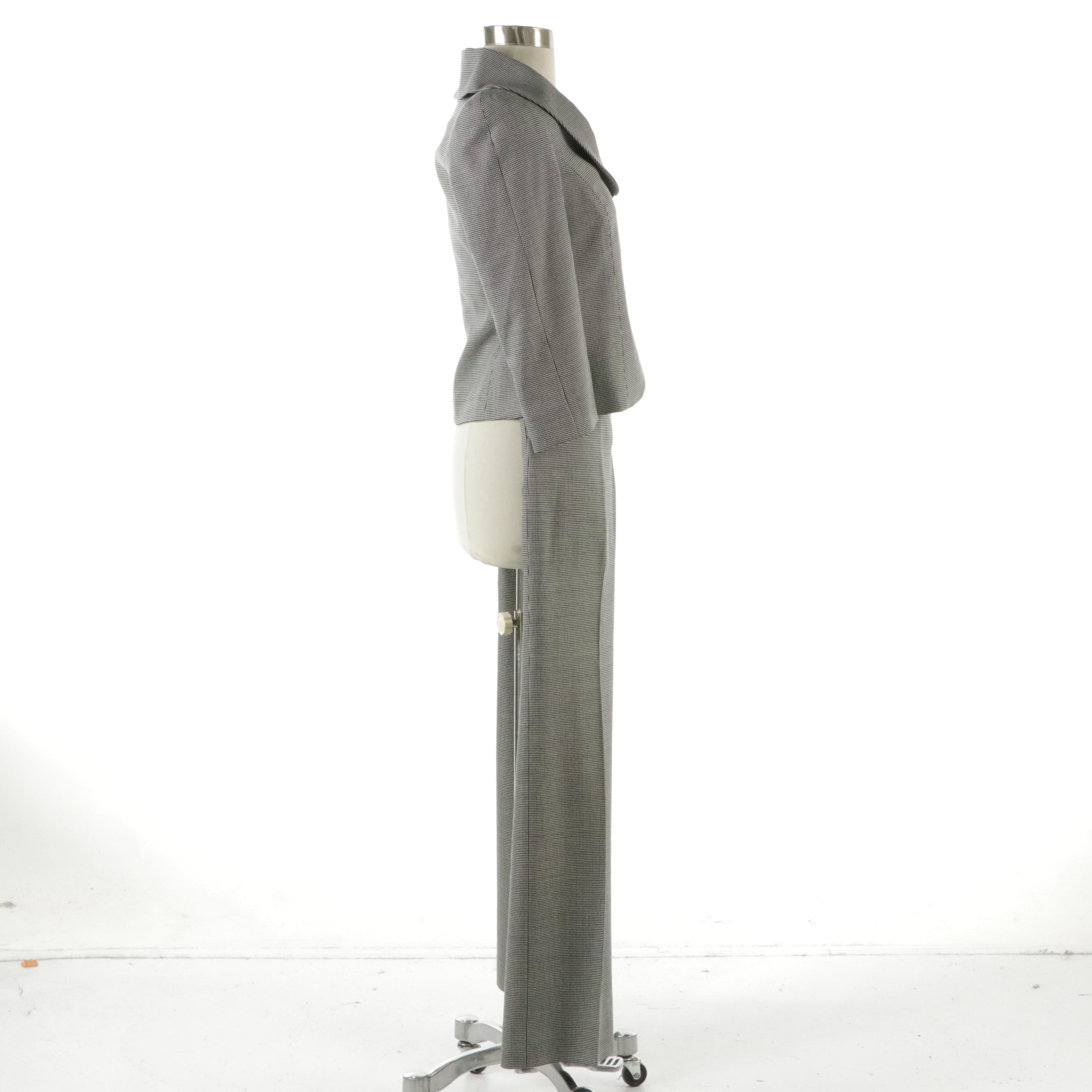 Armani Collezioni Scoop Neck Micro Dotted Wool Suit