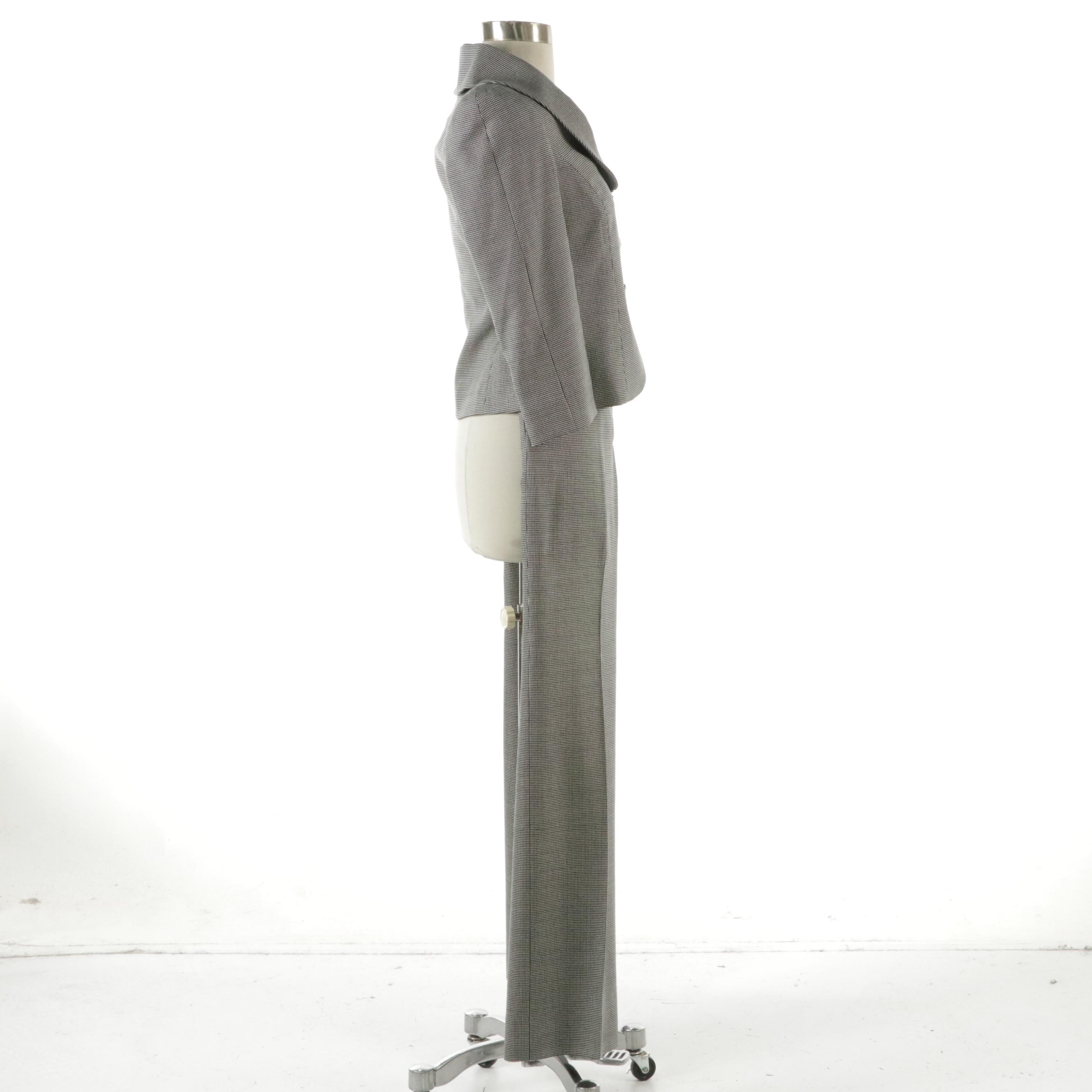 Armani Collezioni Scoop Neck Micro Dotted Wool Suit