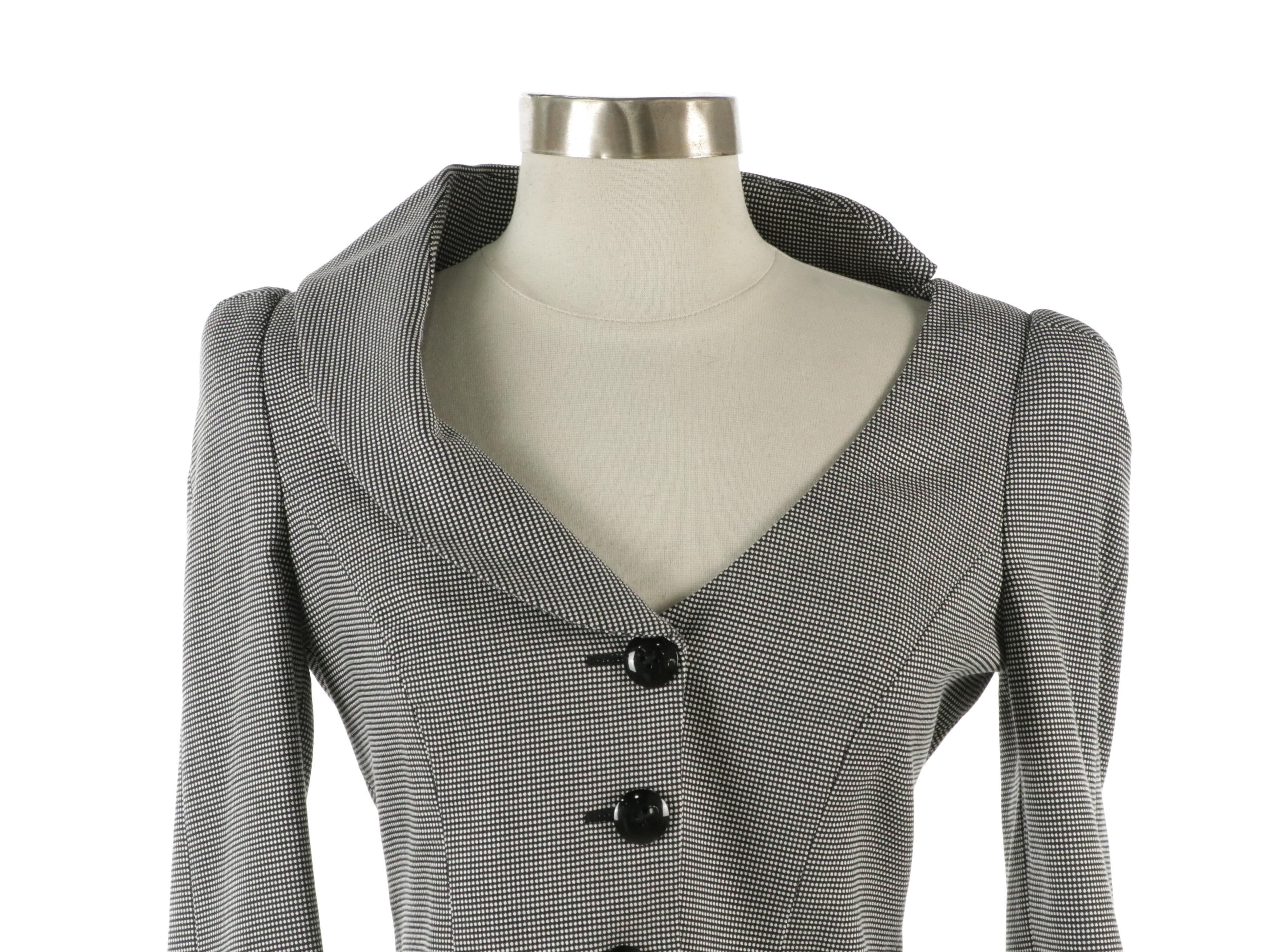 Armani Collezioni Scoop Neck Micro Dotted Wool Suit