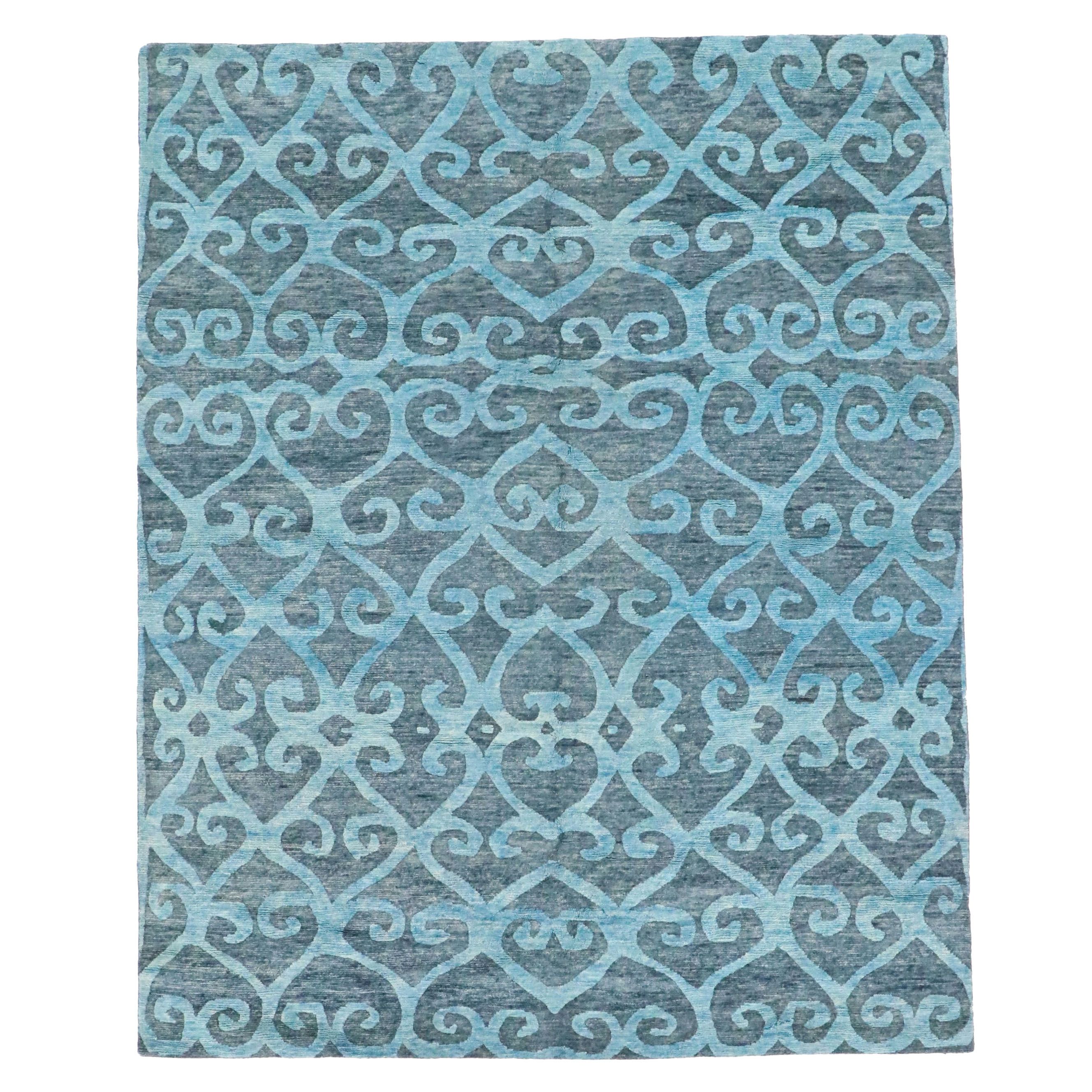 8' x 9'11 Hand-Knotted Indian Contemporary Area Rug